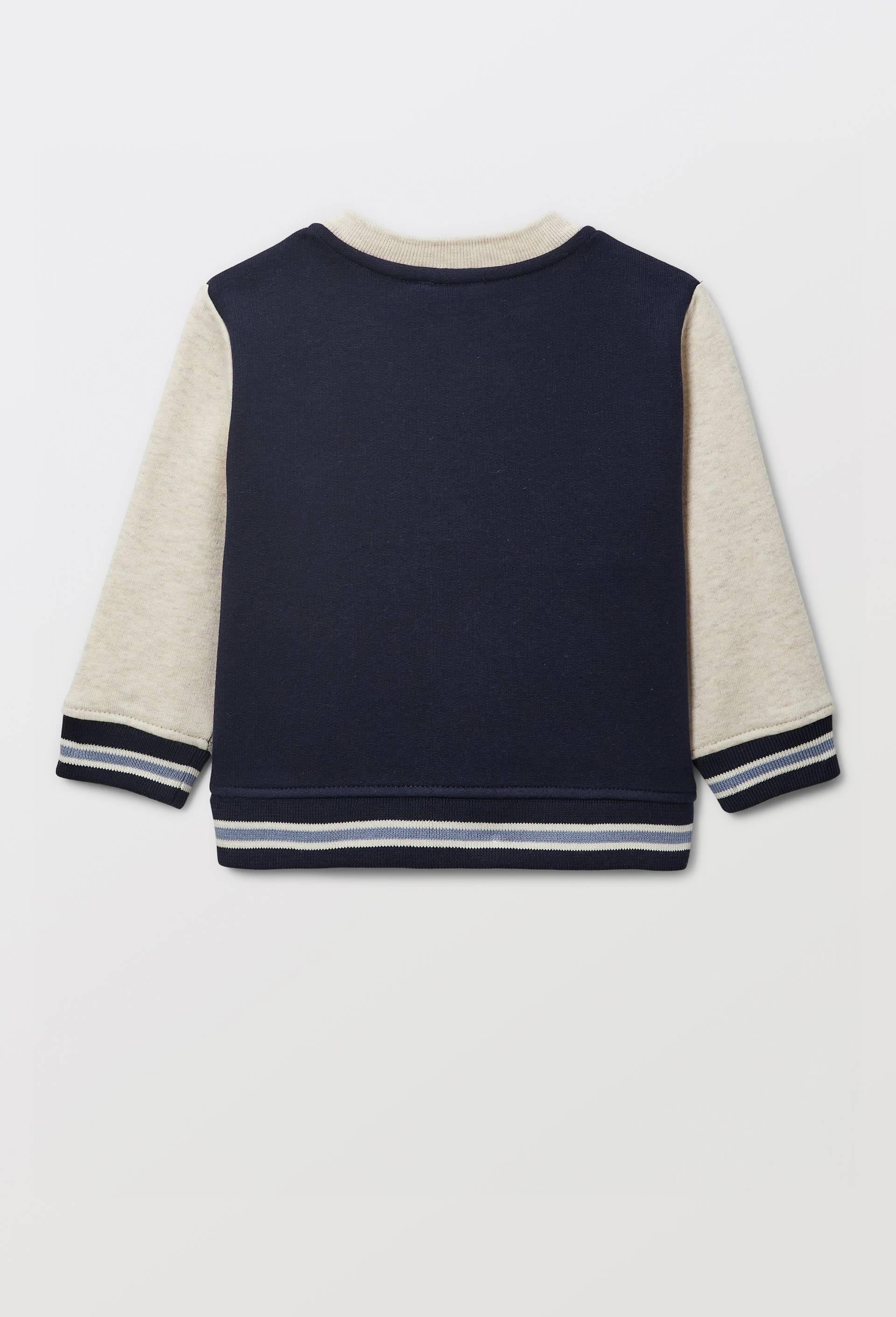 Gilet col teddy en molleton en coton BIO GOTS, Bleu fonc&eacute;, large image number 2.0