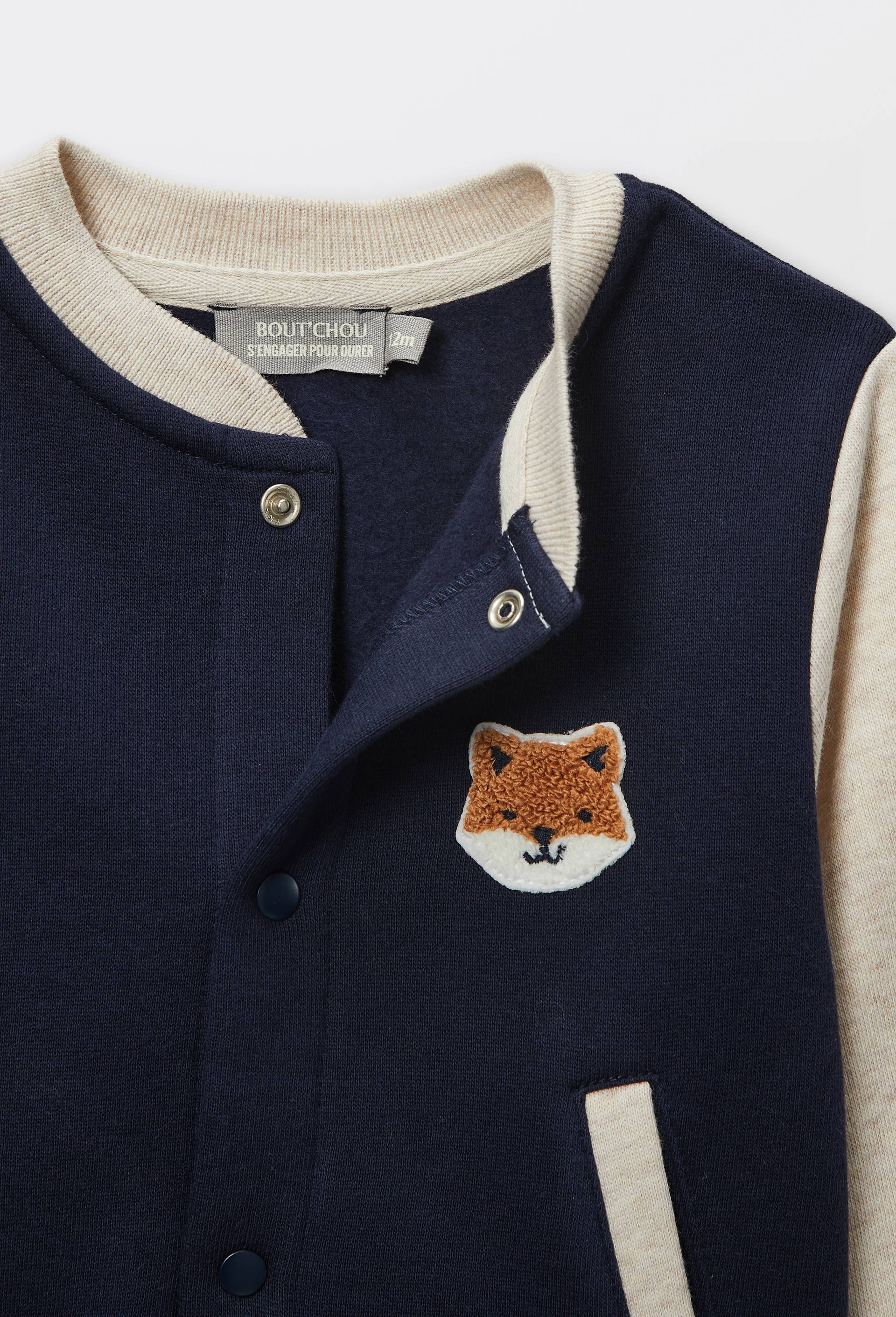 Gilet col teddy en molleton en coton BIO GOTS, Bleu fonc&eacute;, large image number 3.0