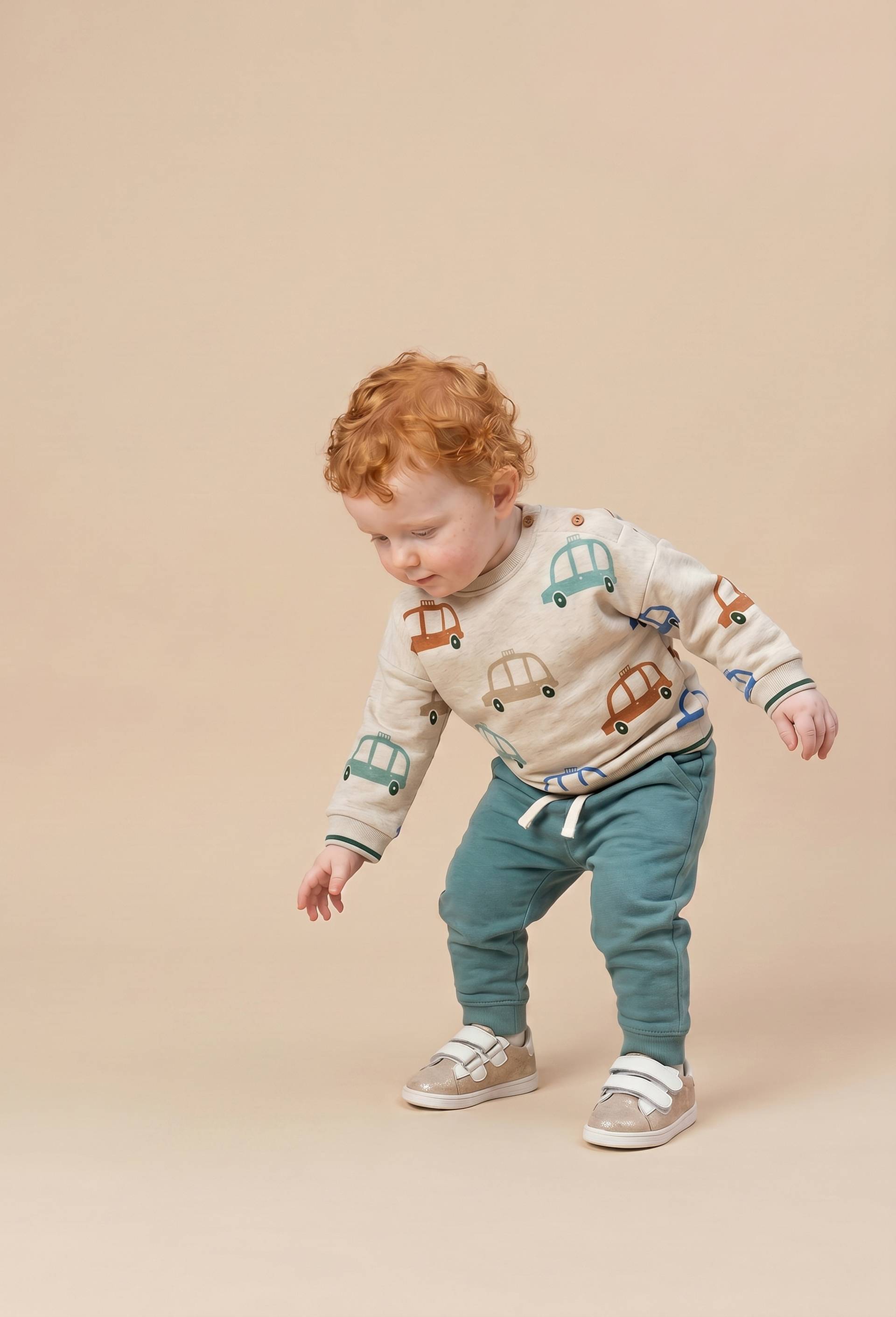 Sweat imprim&eacute; en coton BIO GOTS, Beige, large image number 0