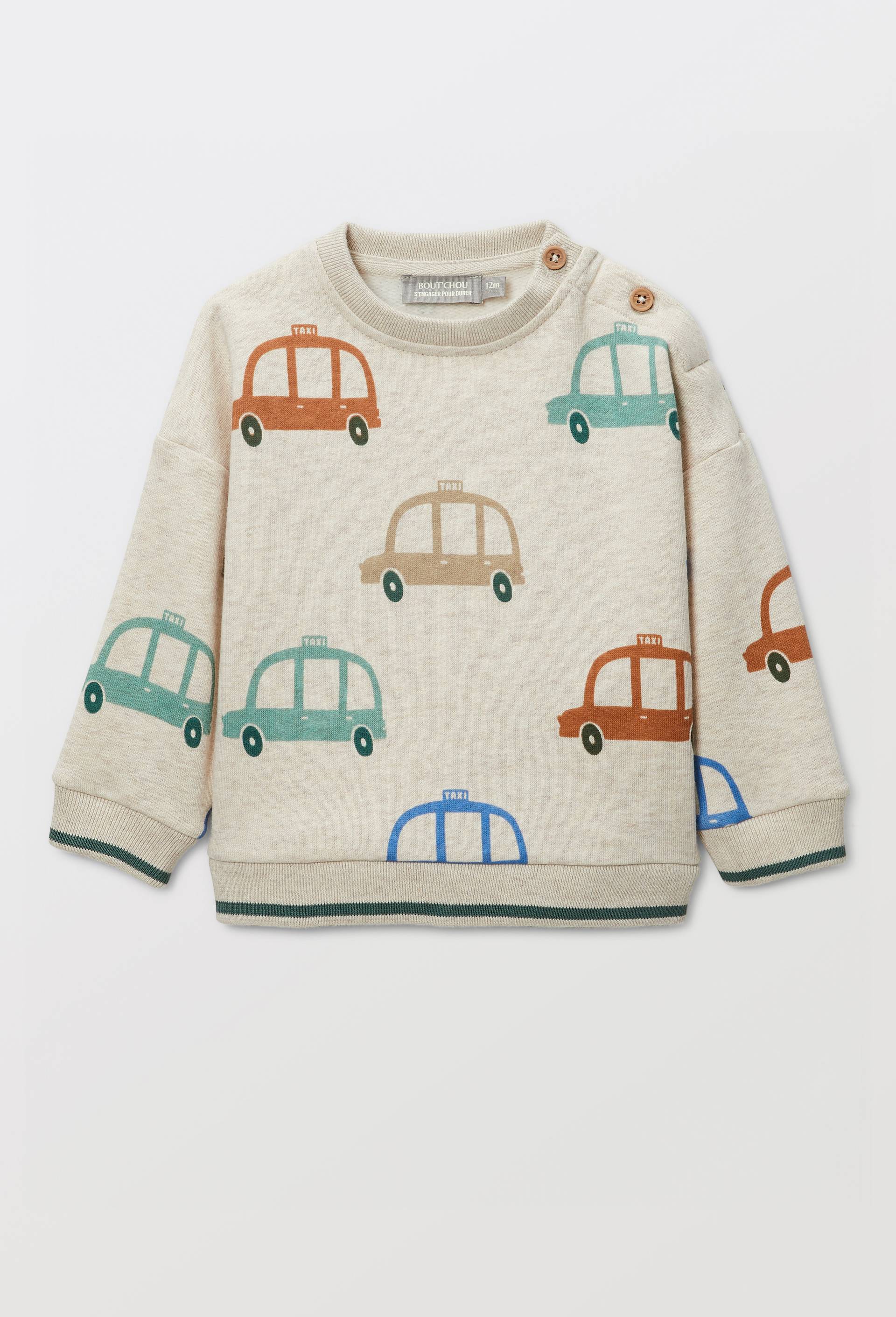 Sweat imprim&eacute; en coton BIO GOTS, Beige, large image number 1