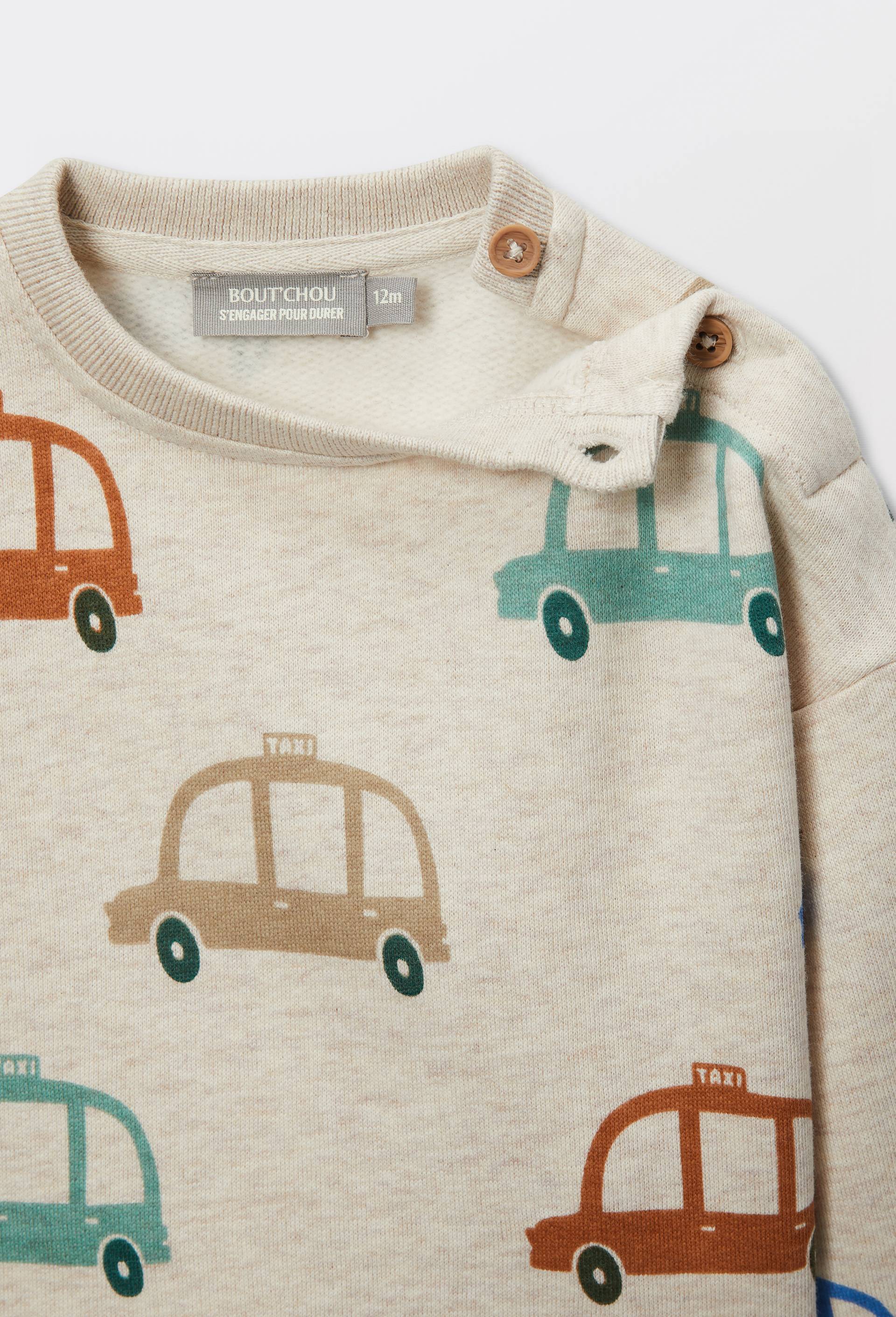 Sweat imprim&eacute; en coton BIO GOTS, Beige, large image number 3
