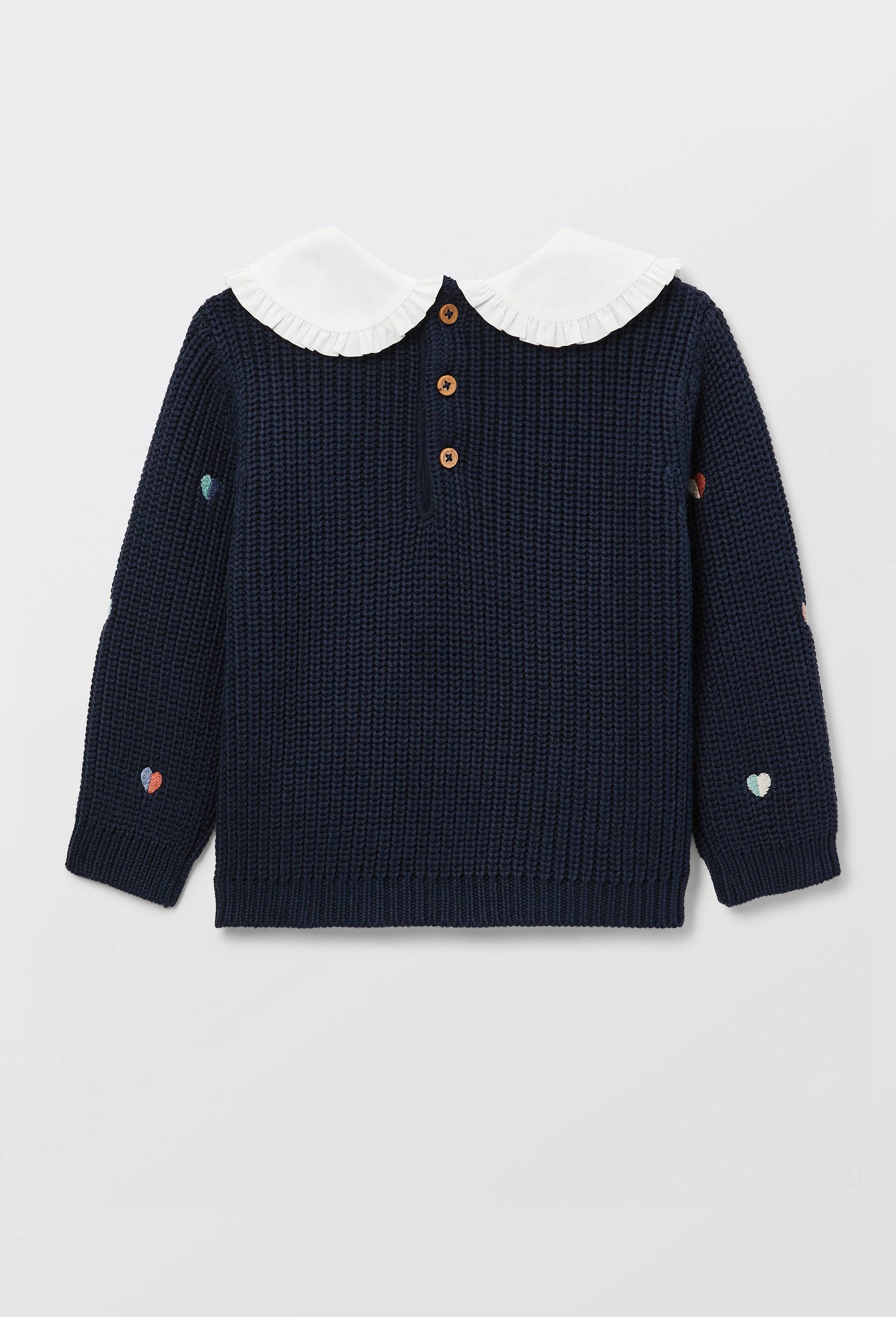 Pull brod&eacute; &agrave; col chambray en coton, Bleu fonc&eacute;, large image number 2