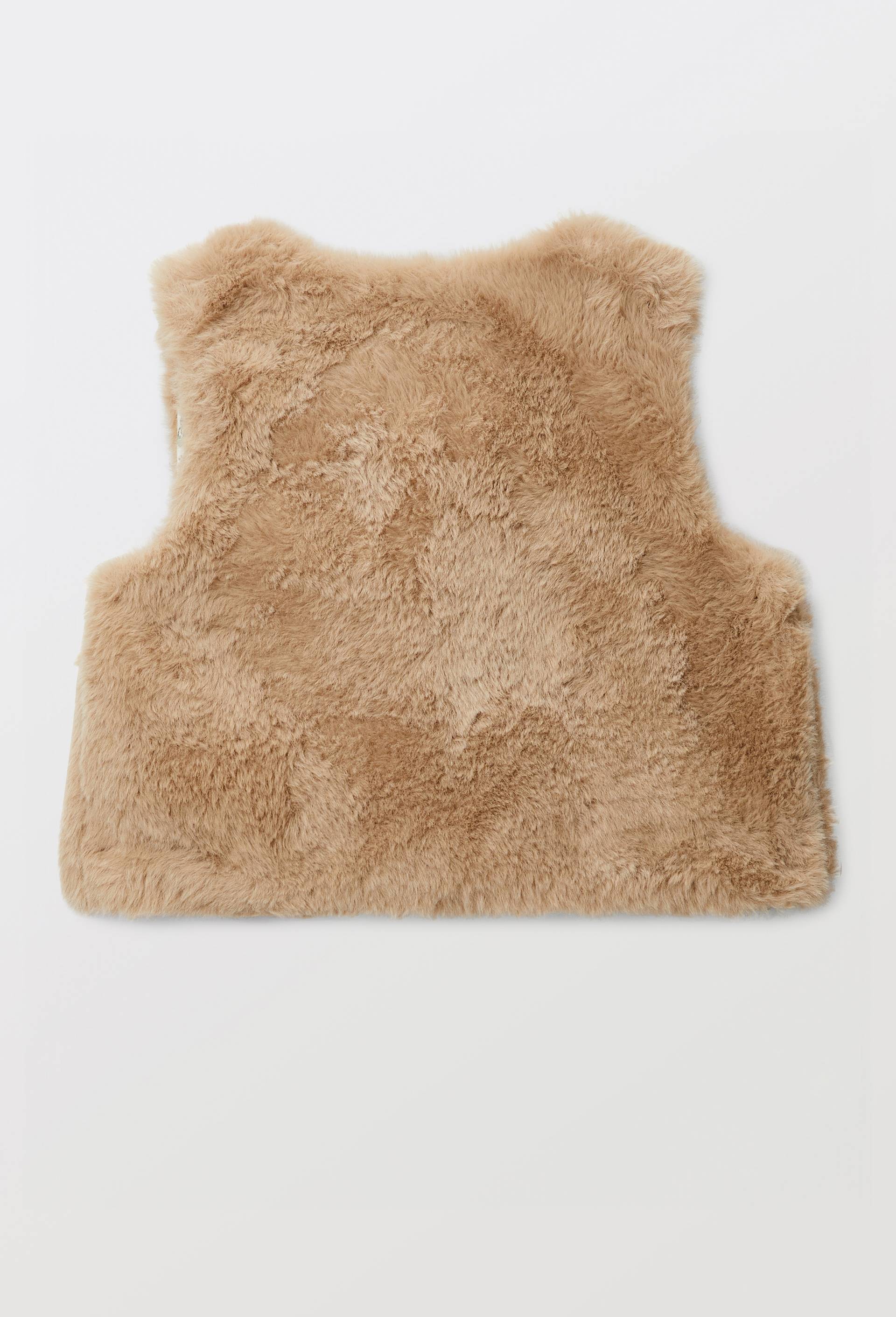 Gilet sans manches uni en fausse fourrure, Brun clair, large image number 1
