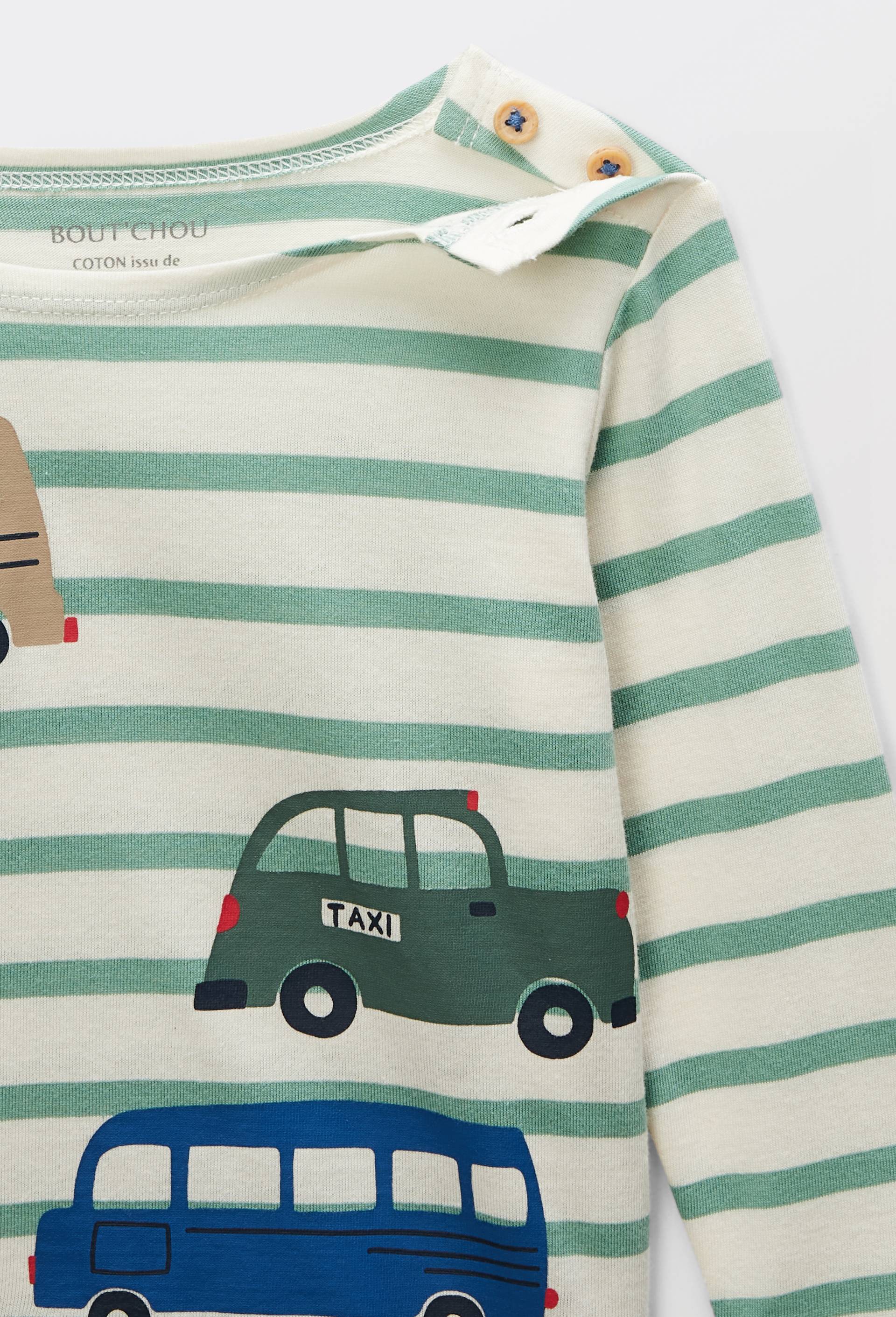 Marini&egrave;re manches longues imprim&eacute;e en coton BIO GOTS, Vert, large image number 2.0