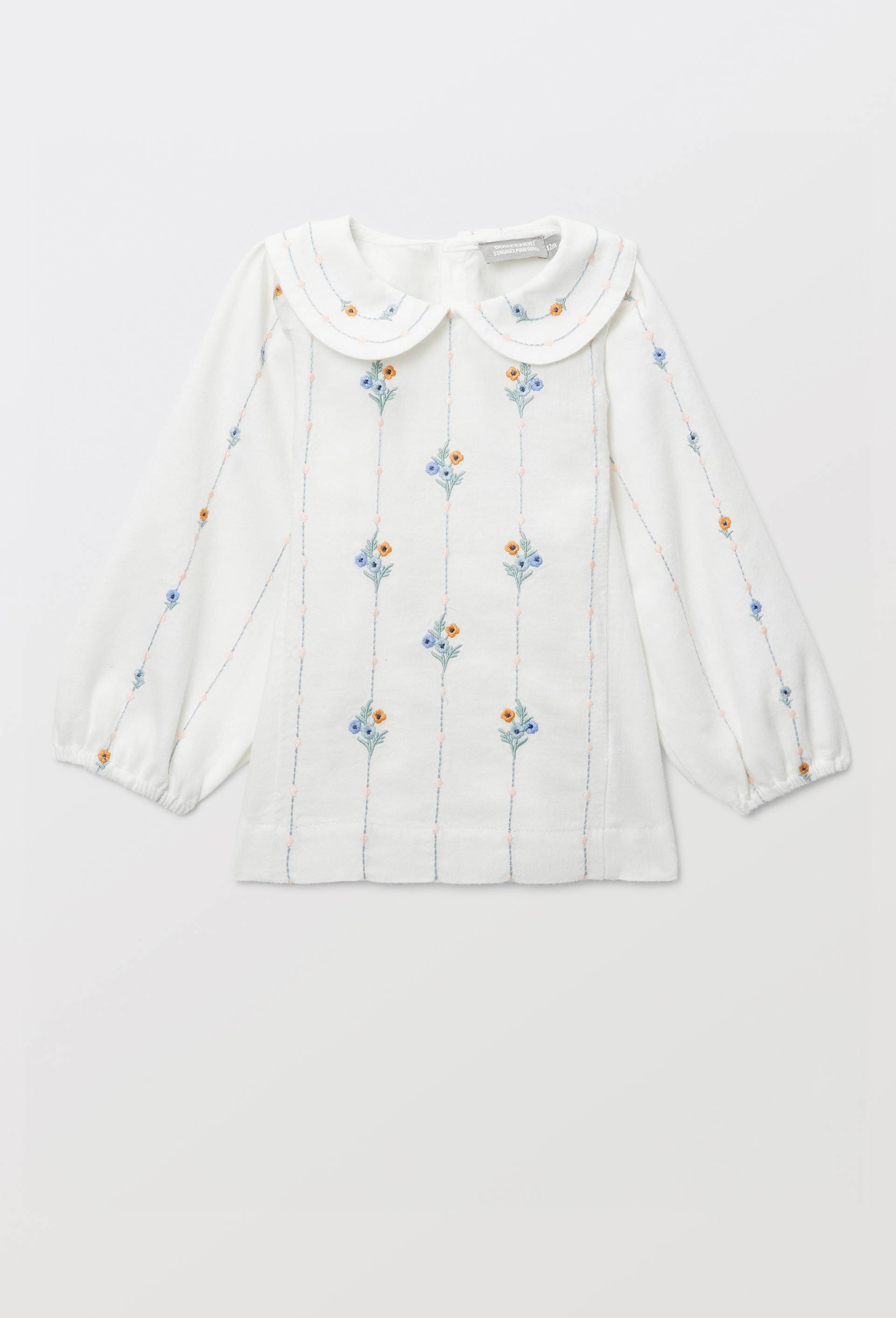 Blouse brod&eacute;e en coton BIO GOTS, Beige clair, large image number 0.0