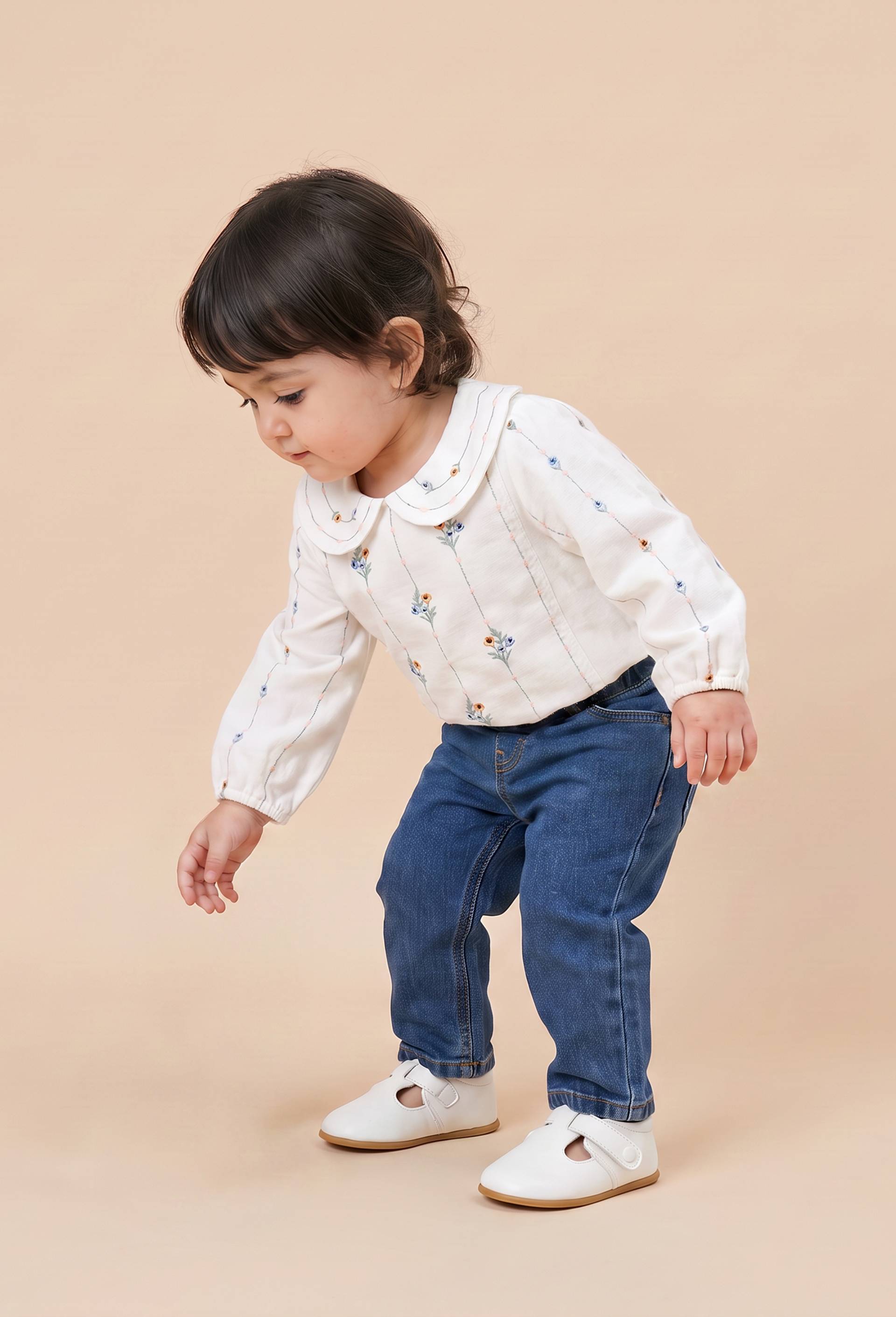 Blouse brod&eacute;e en coton BIO GOTS, Beige clair, large image number 0