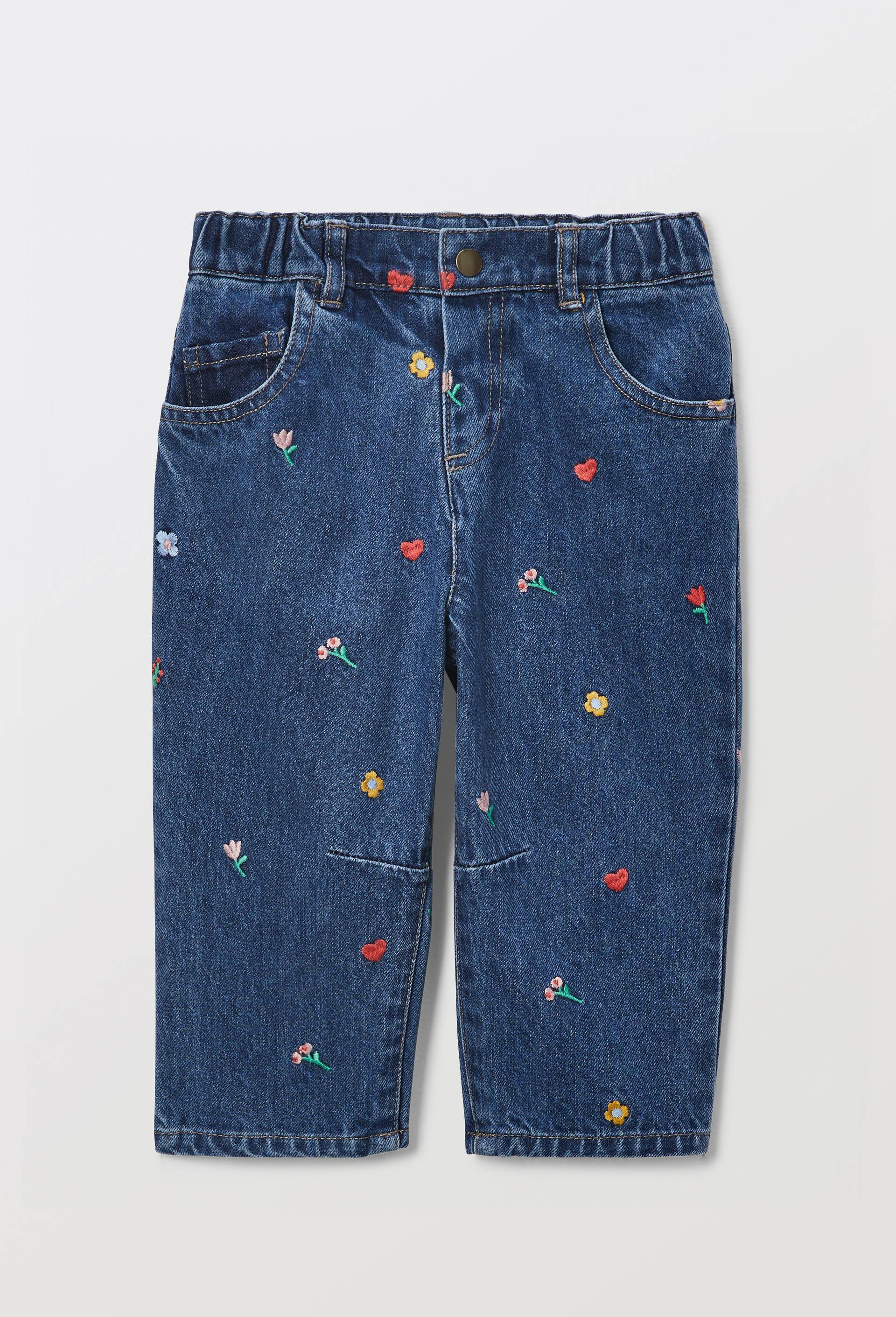 Jean taille &eacute;lastique brod&eacute; en coton BIO GOTS, Multicolore, large image number 1.0