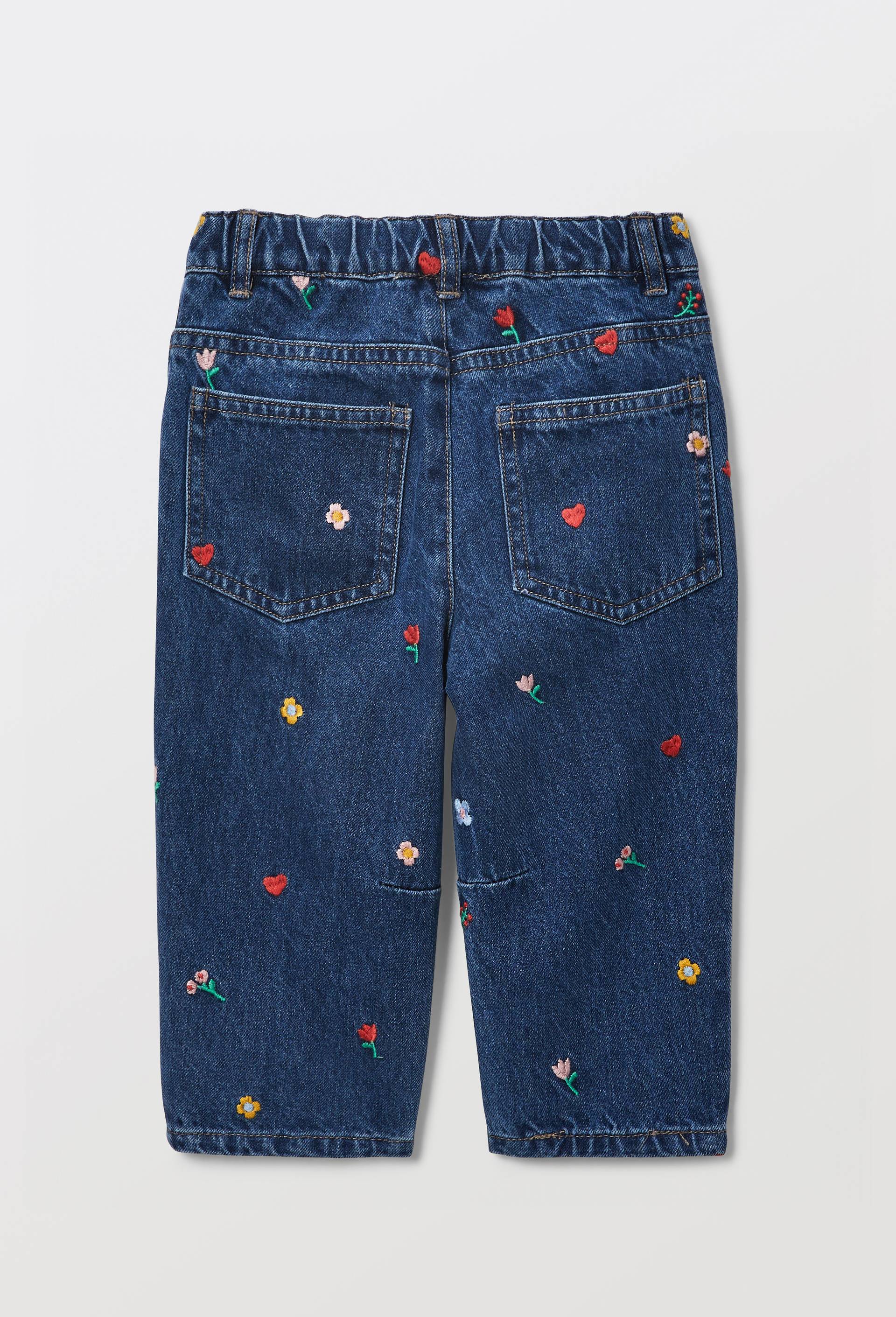 Jean taille &eacute;lastique brod&eacute; en coton BIO GOTS, Multicolore, large image number 2