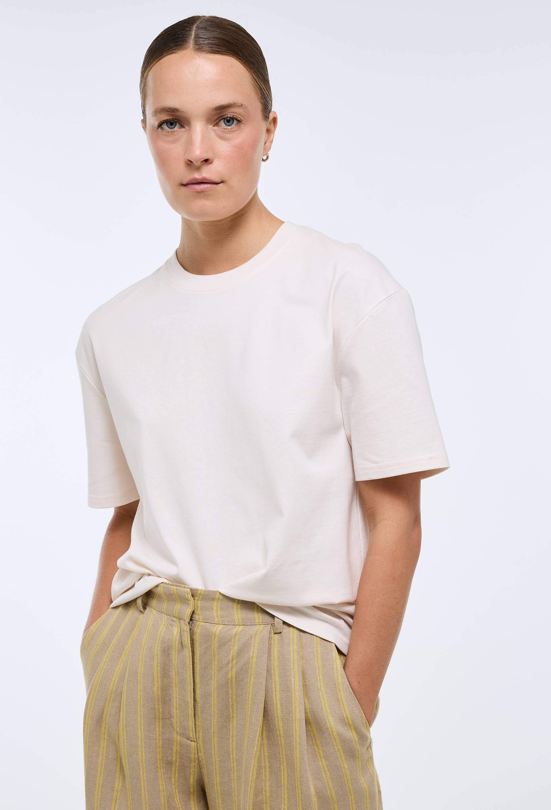 T-shirt &agrave; manches courtes imprim&eacute; au dos en coton BIO GOTS, Beige clair, large image number 0