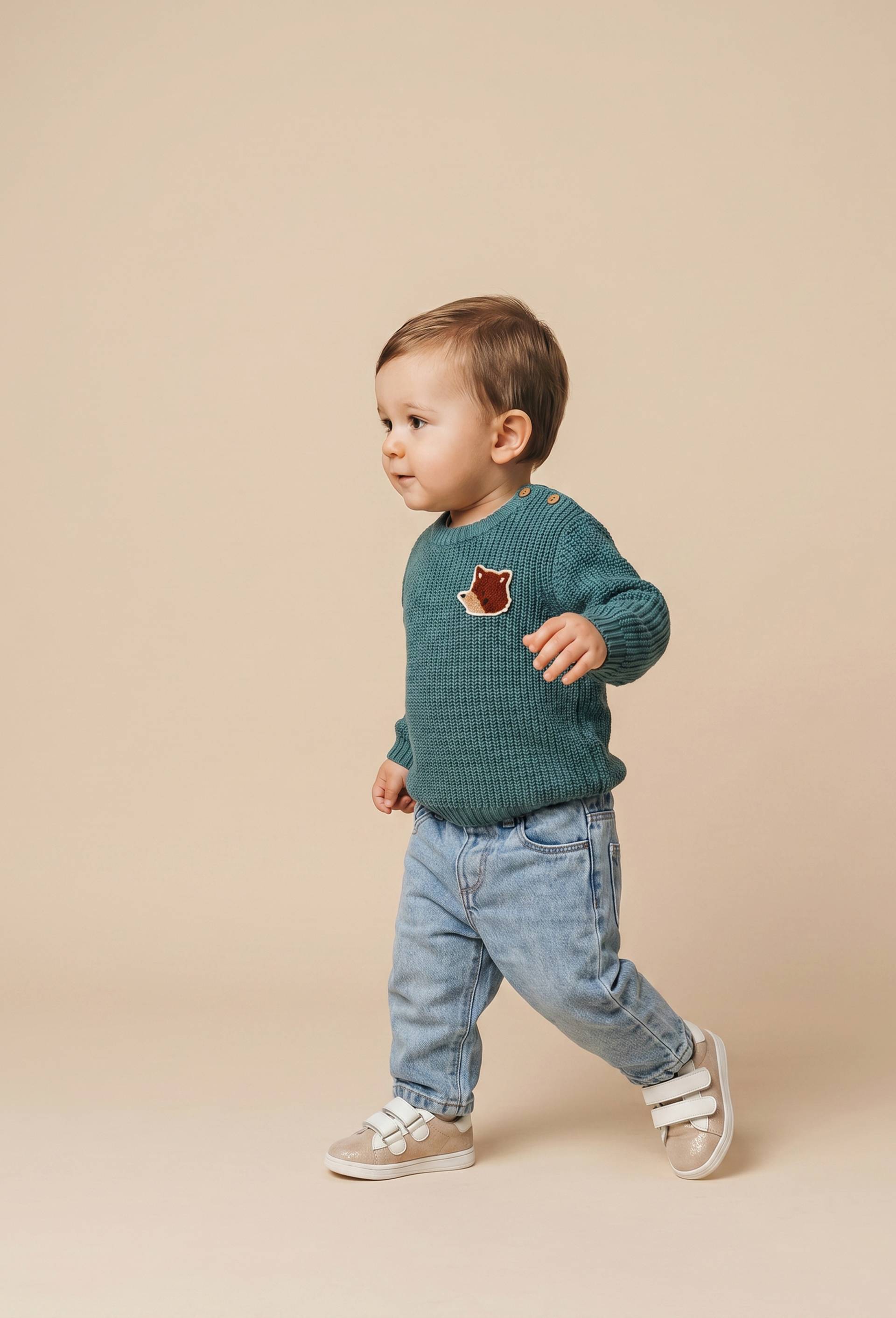 Pull avec patch en coton, Vert, large image number 0.0