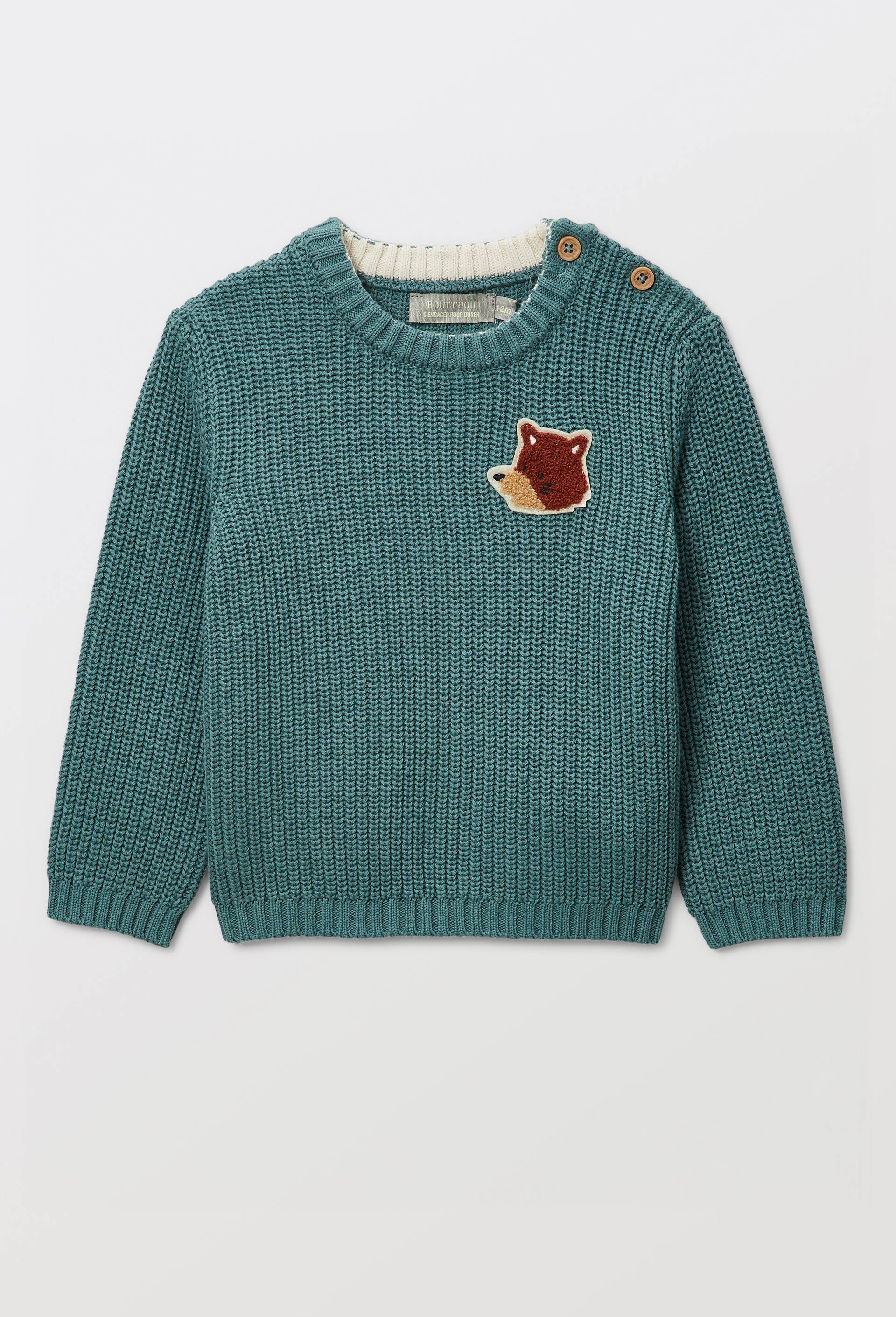 Pull avec patch en coton, Vert, large image number 1.0