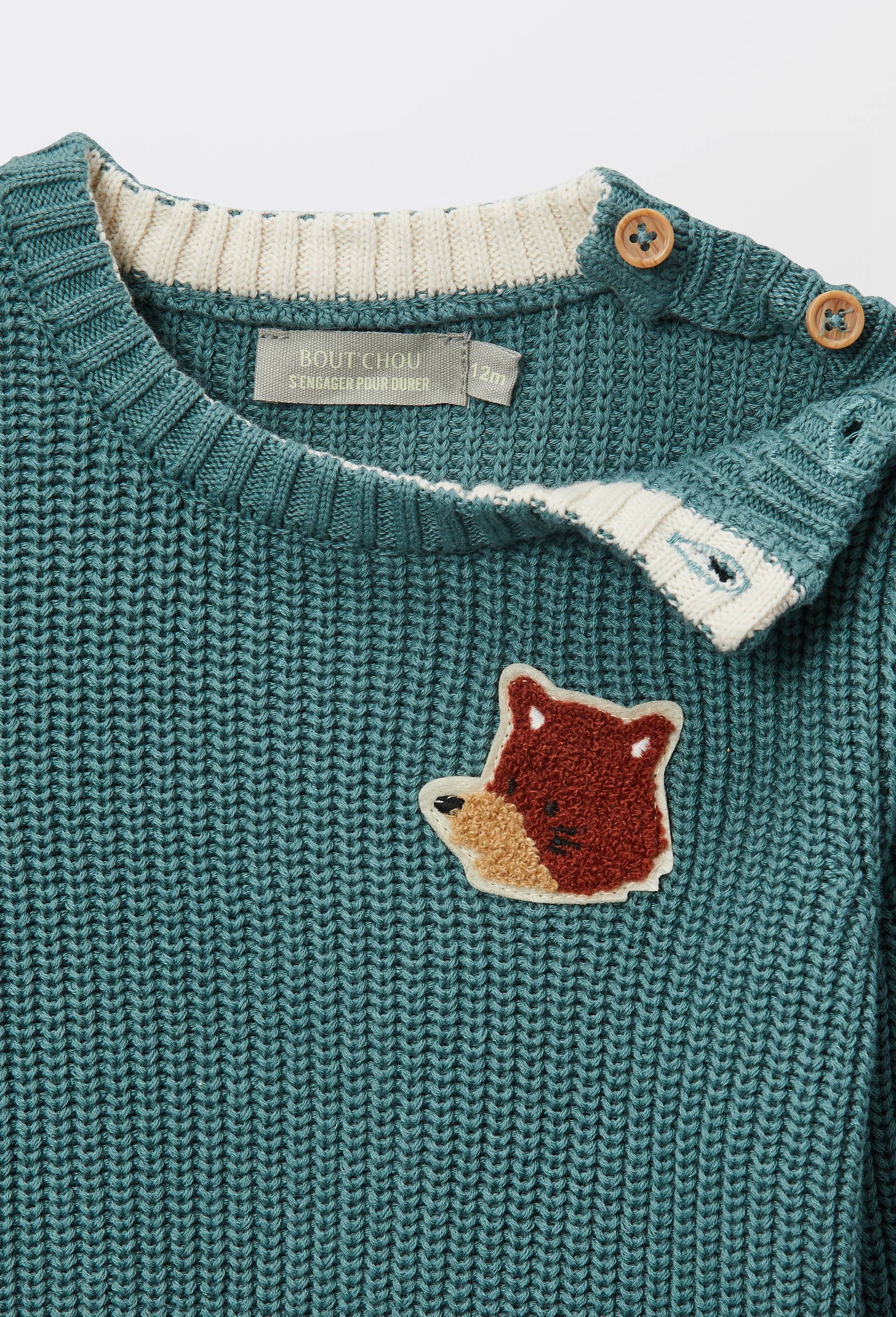 Pull avec patch en coton, Vert, large image number 3.0