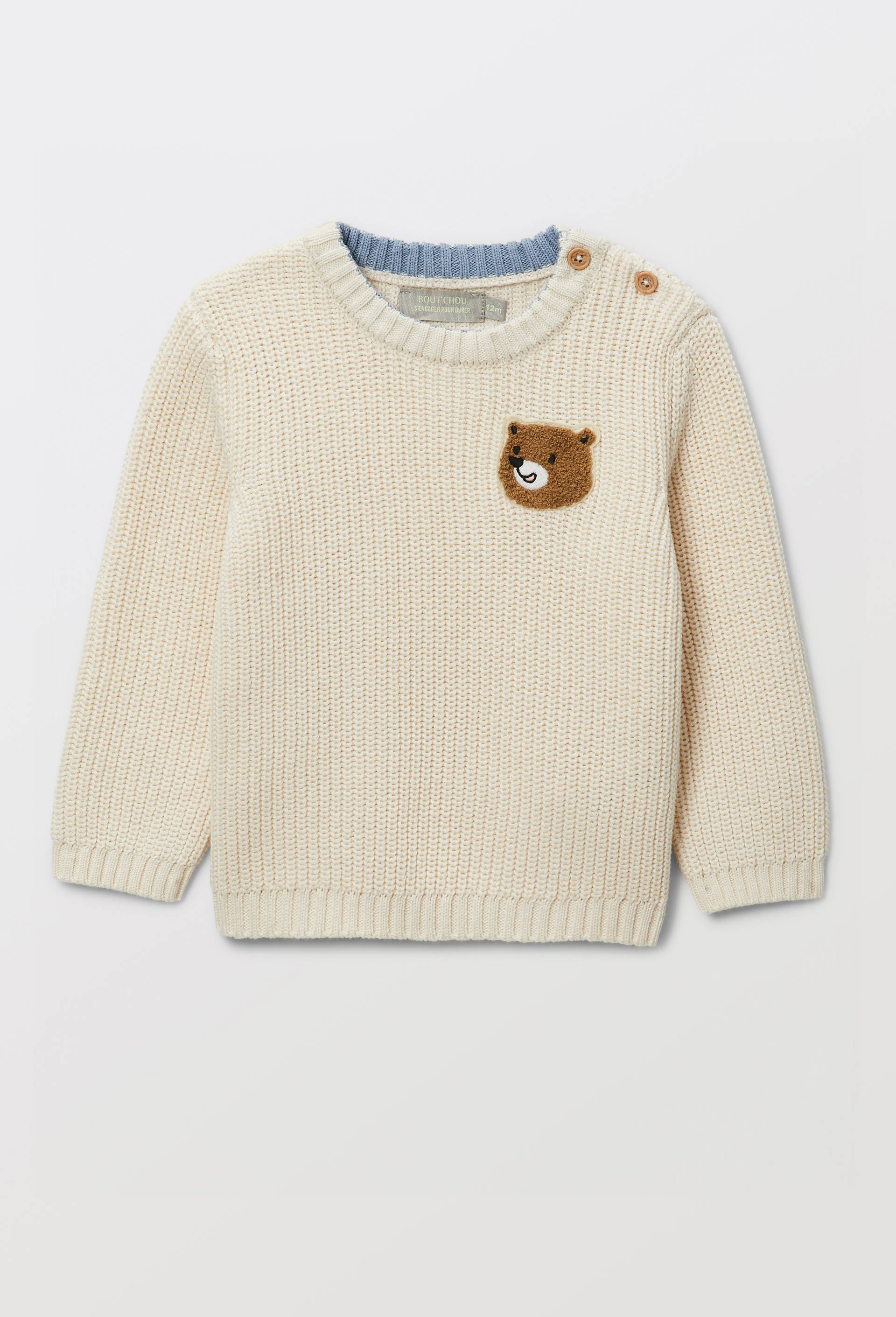 Pull avec patch en coton, Beige clair, large image number 1
