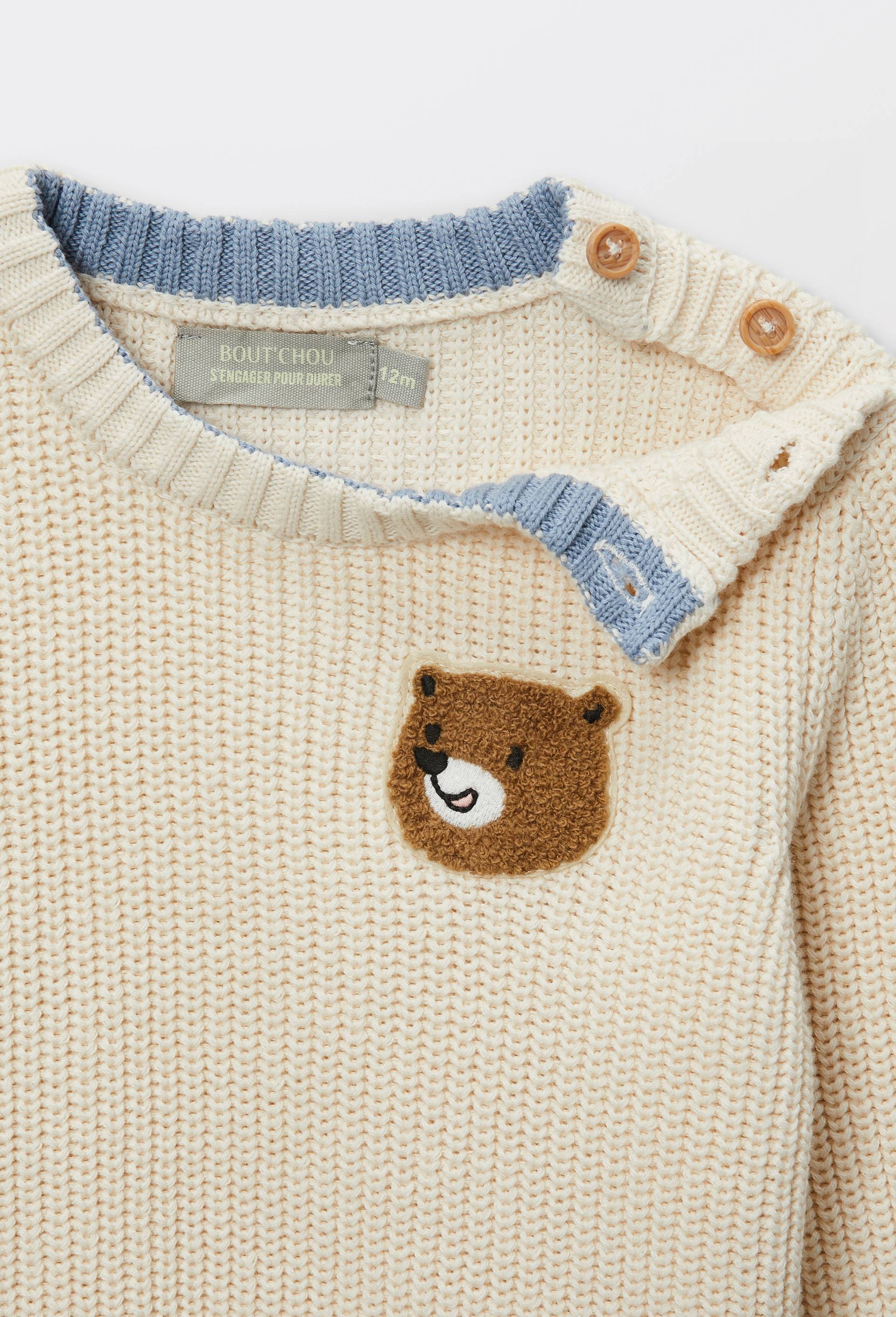 Pull avec patch en coton, Beige clair, large image number 3.0