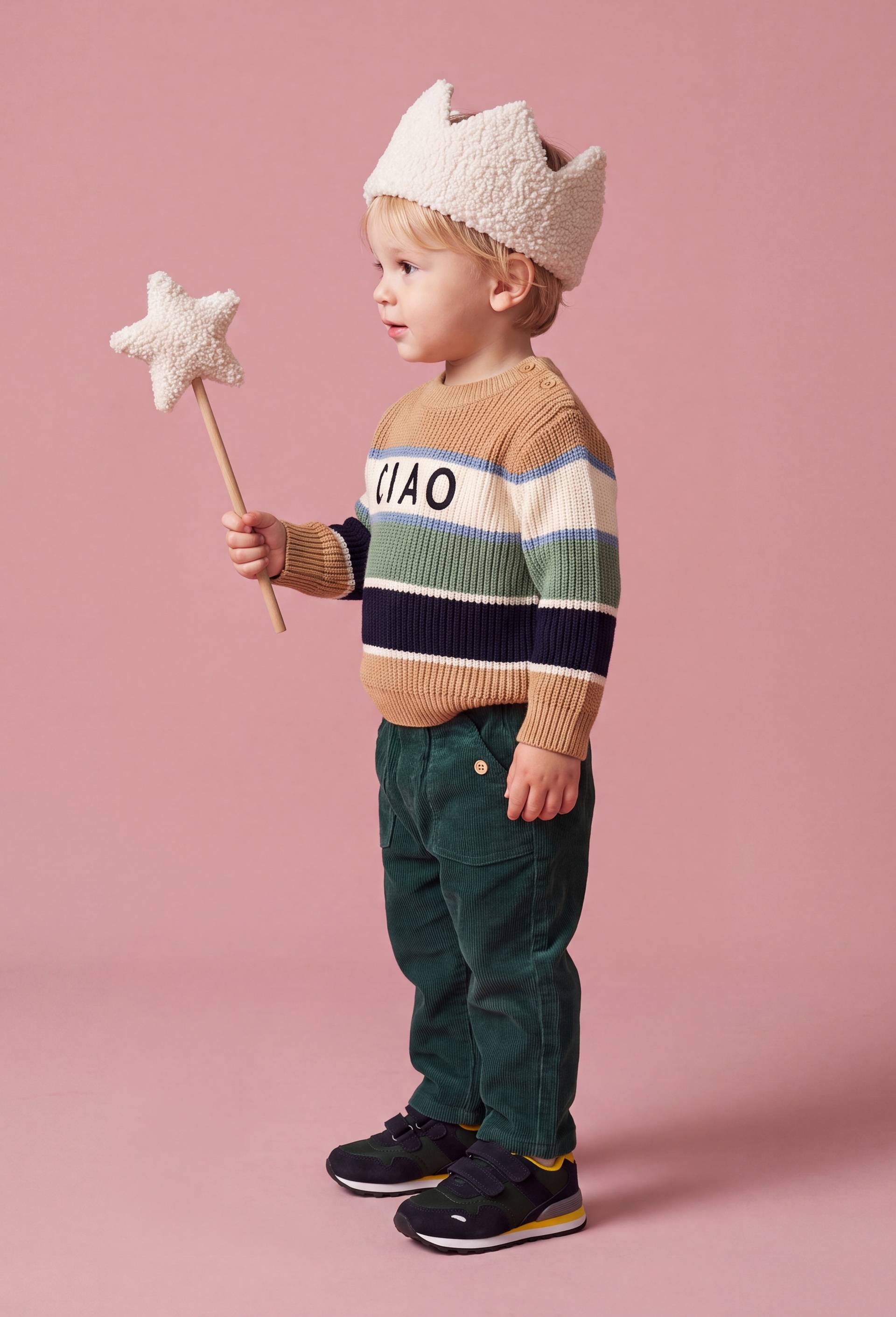 Pantalon taille &eacute;lastique uni en velours en coton BIO GOTS, Vert, large image number 0