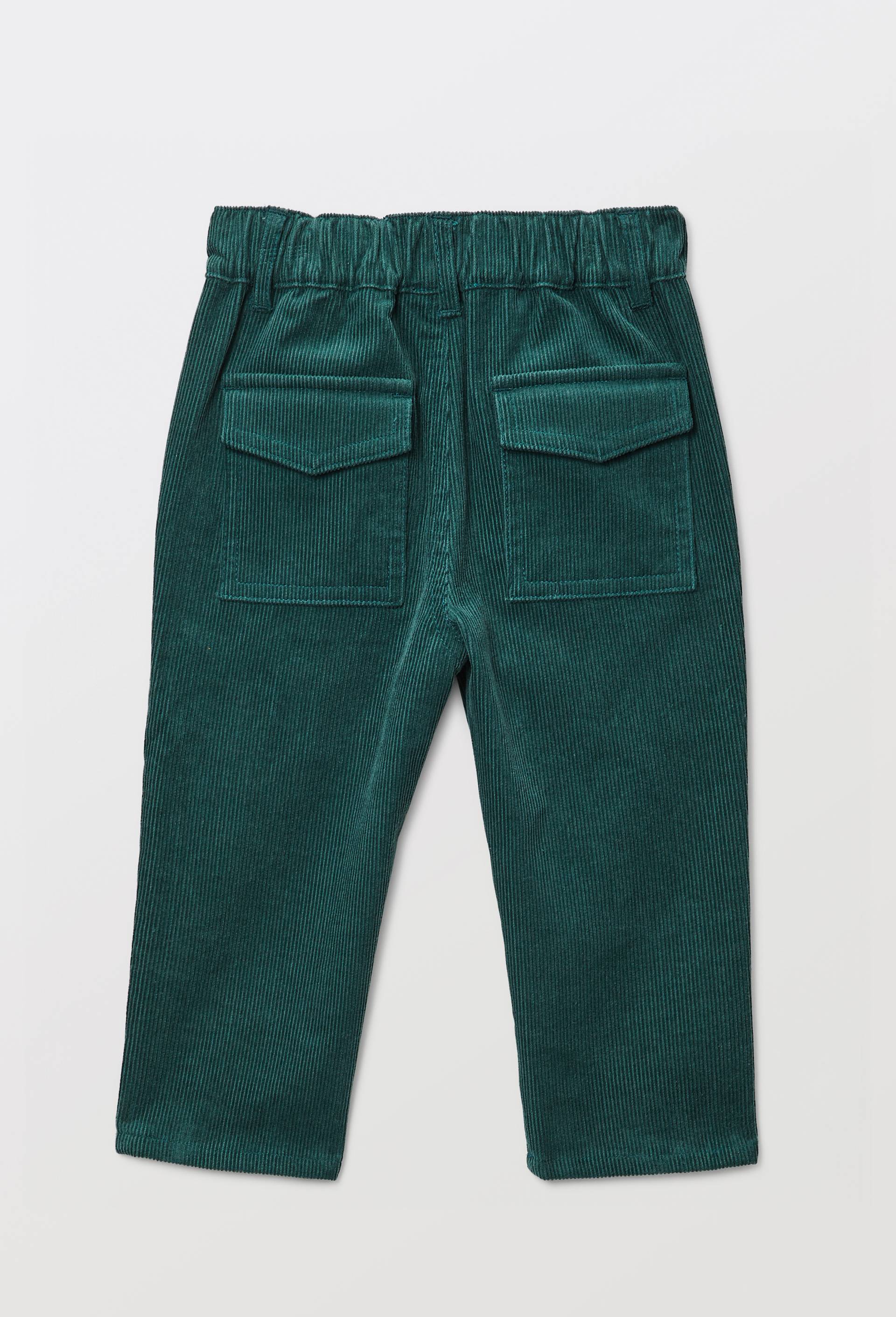 Pantalon taille &eacute;lastique uni en velours en coton BIO GOTS, Vert, large image number 1.0