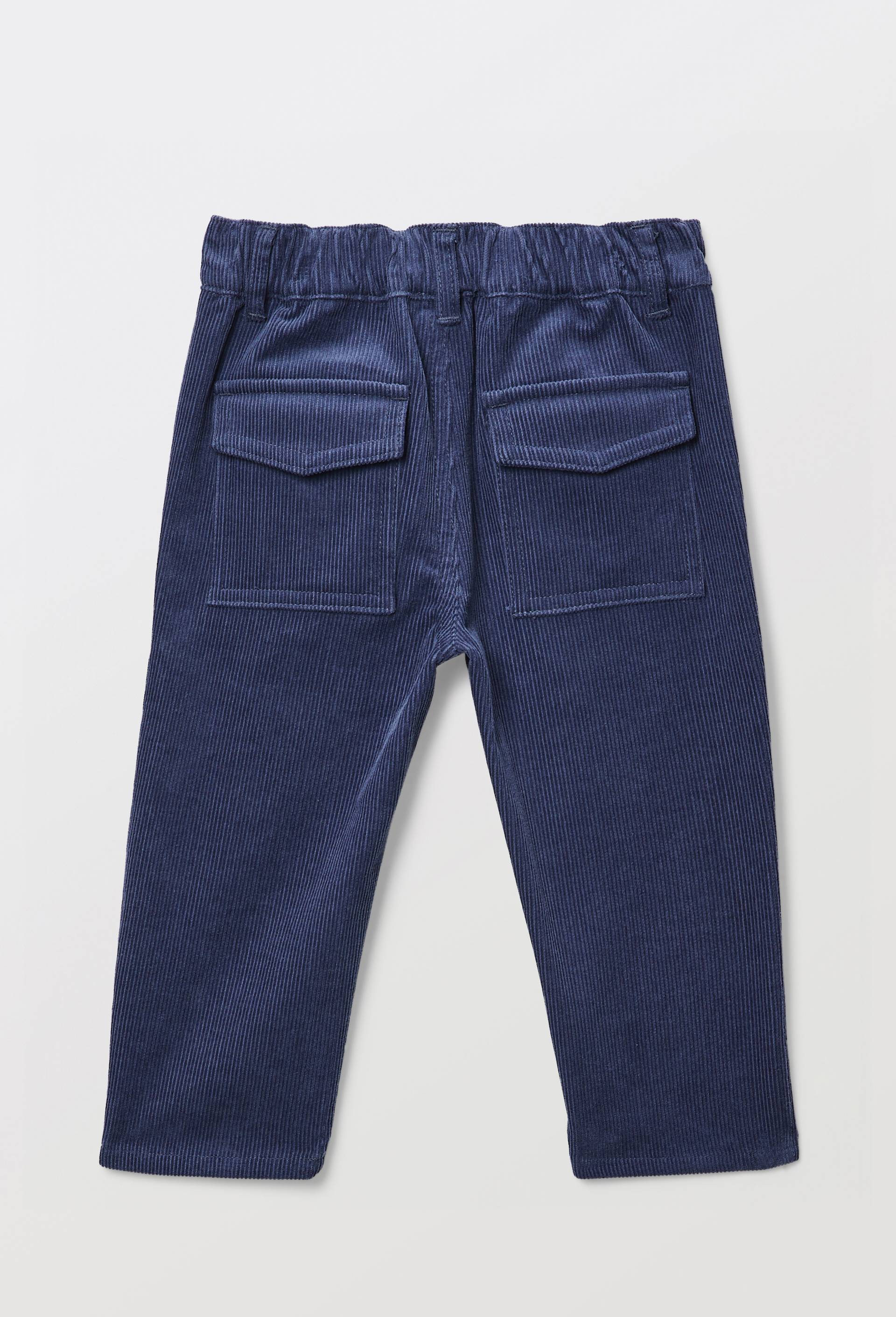 Pantalon taille &eacute;lastique uni en velours en coton BIO GOTS, Bleu fonc&eacute;, large image number 1.0