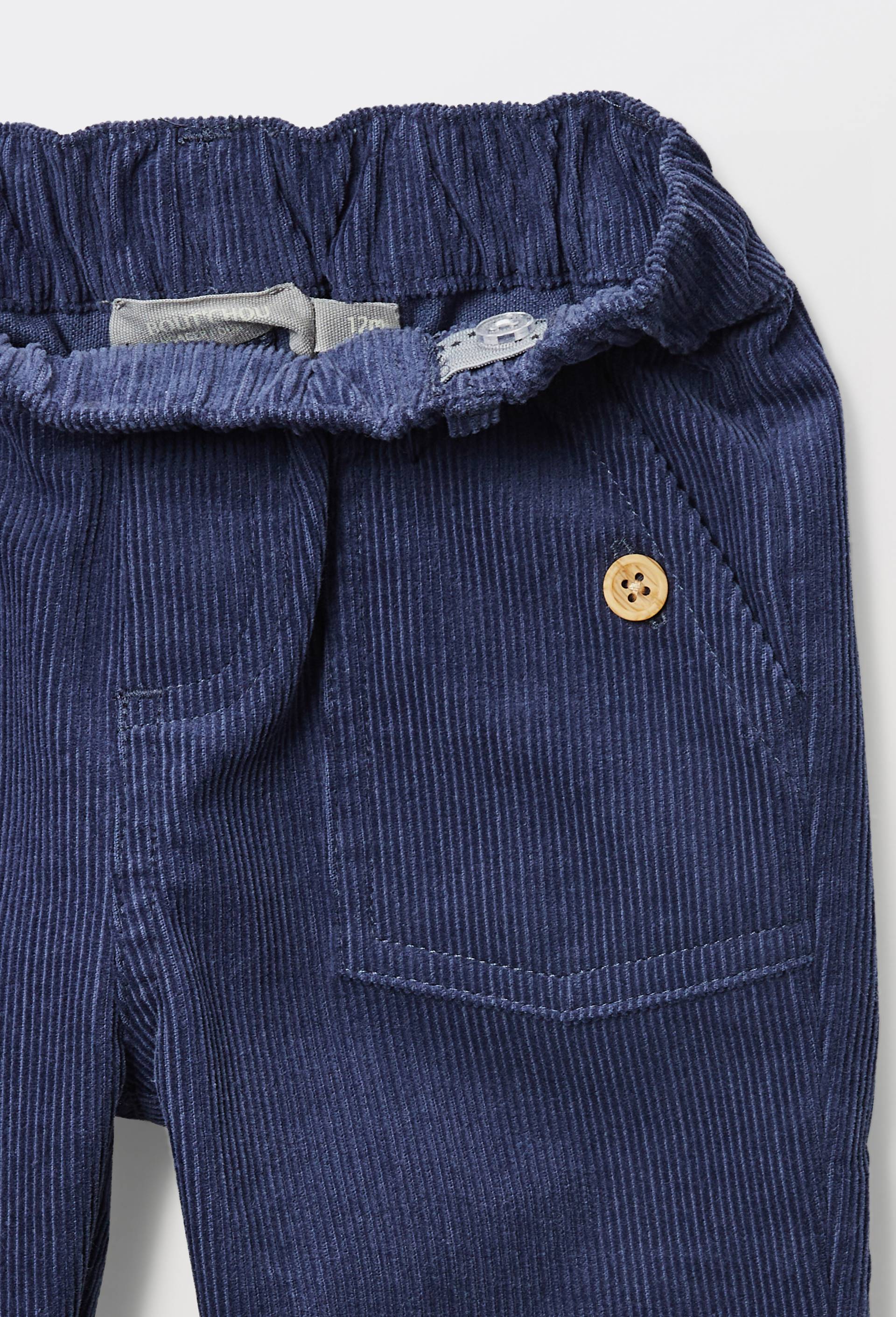 Pantalon taille &eacute;lastique uni en velours en coton BIO GOTS, Bleu fonc&eacute;, large image number 2