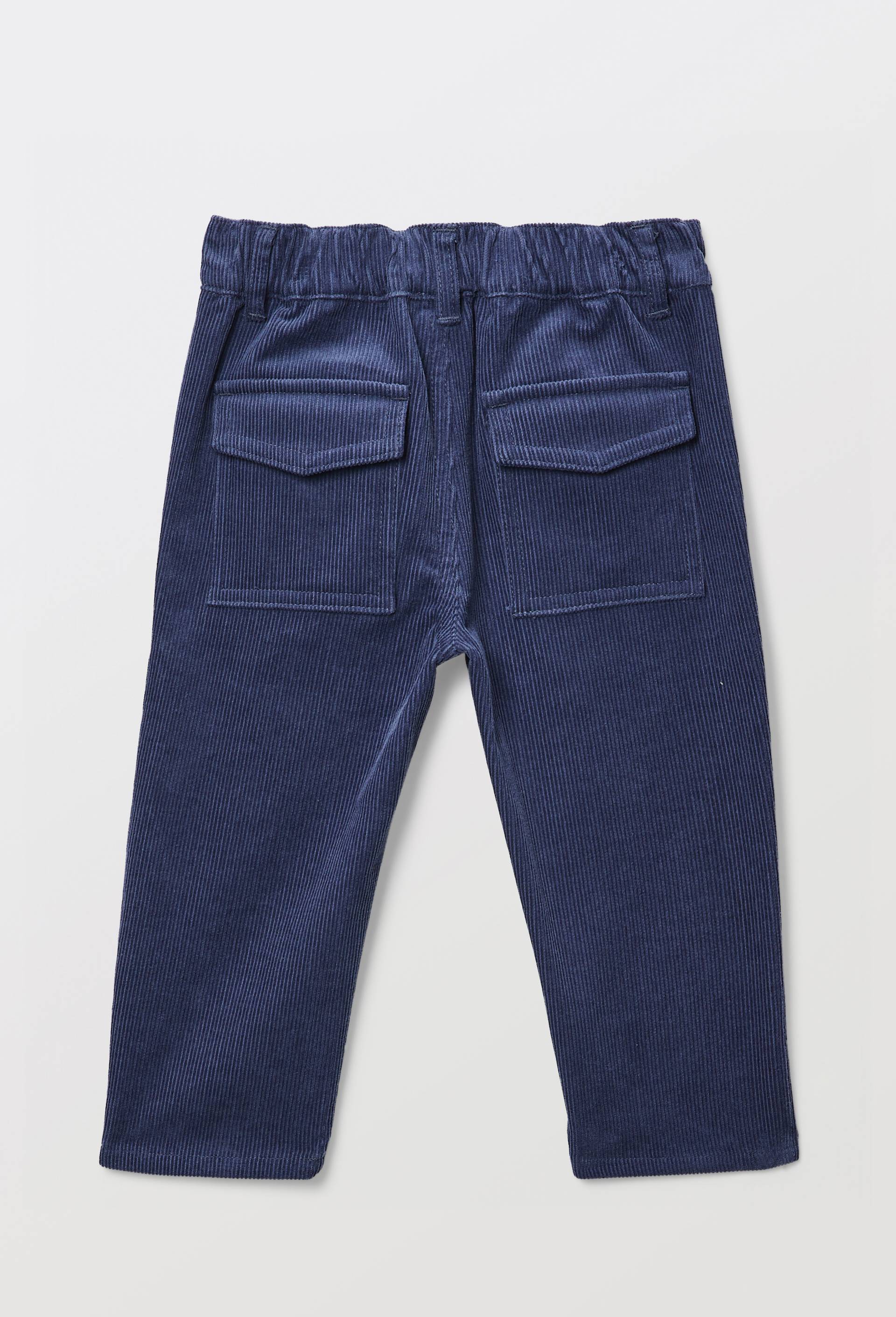 Pantalon taille &eacute;lastique uni en velours en coton BIO GOTS, Bleu fonc&eacute;, large image number 2