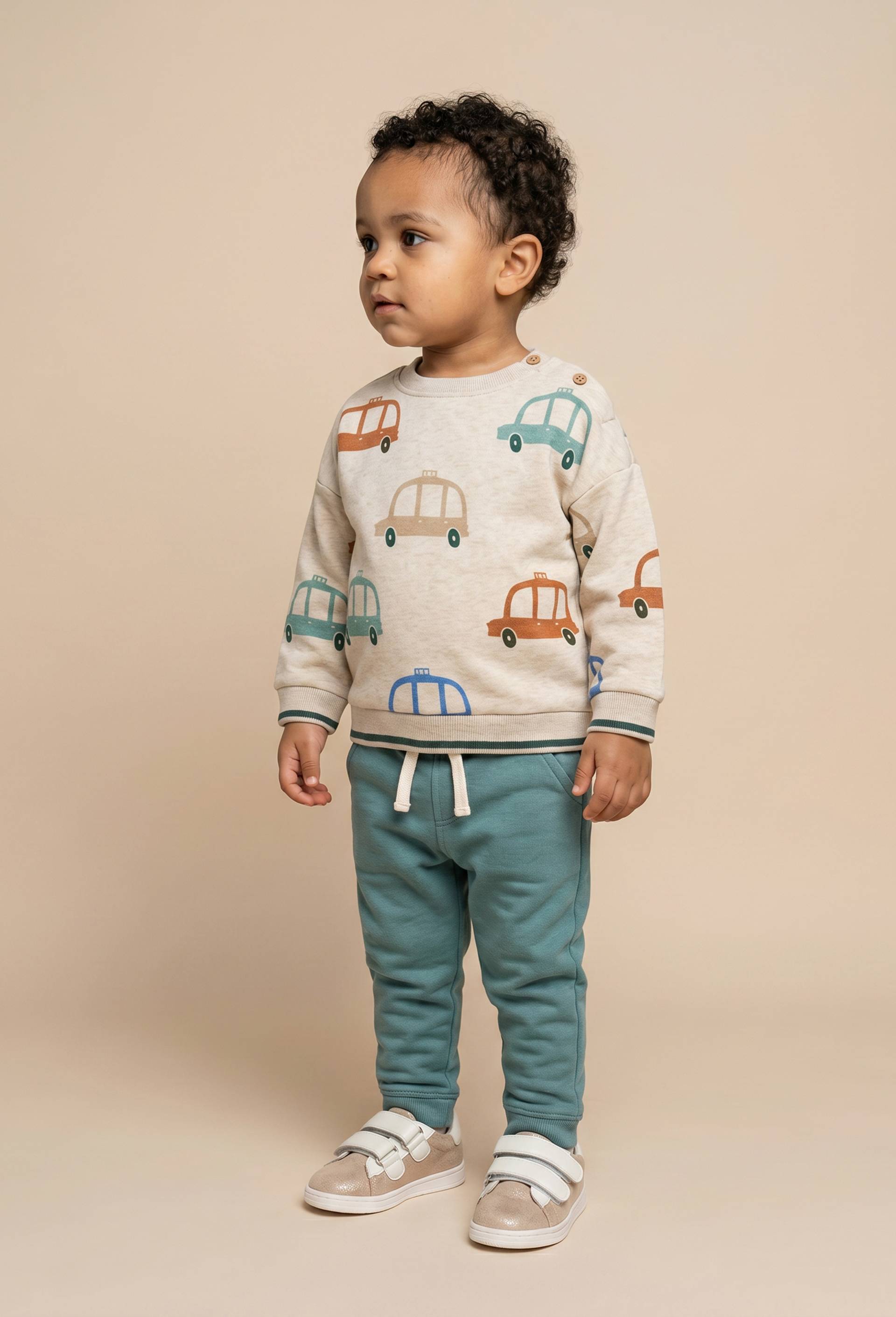 Jogging uni en molleton en coton BIO GOTS, Vert, swatch image