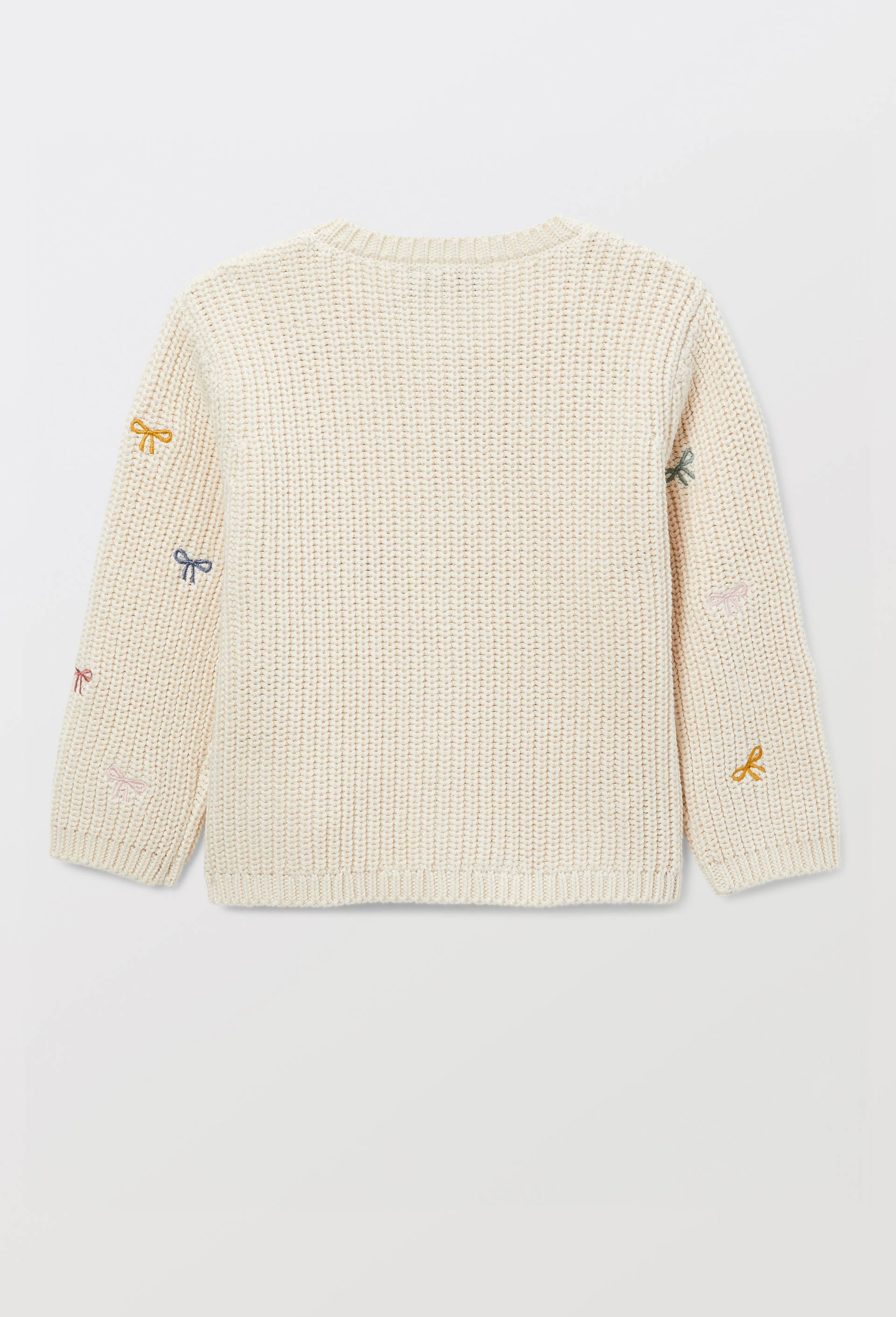 Cardigan tricot brod&eacute; en coton, Beige clair, large image number 1
