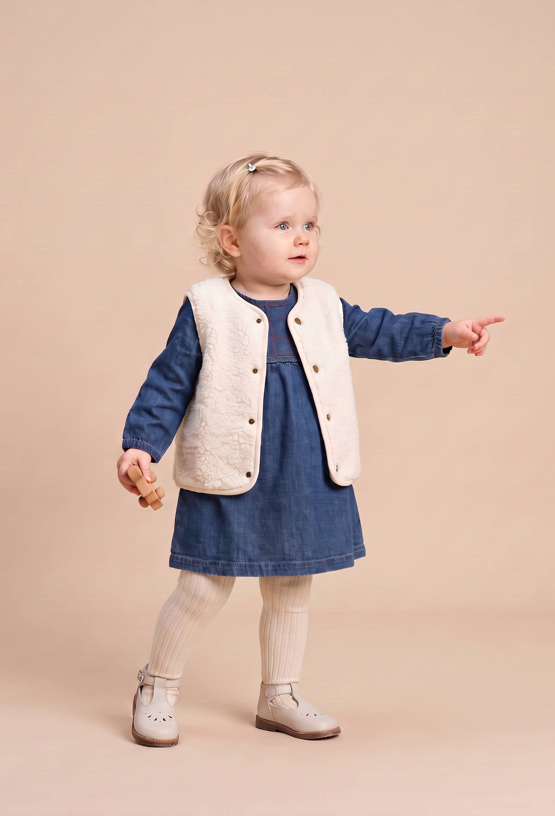Gilet sans manches uni en moumoute, Beige clair, large image number 0.0