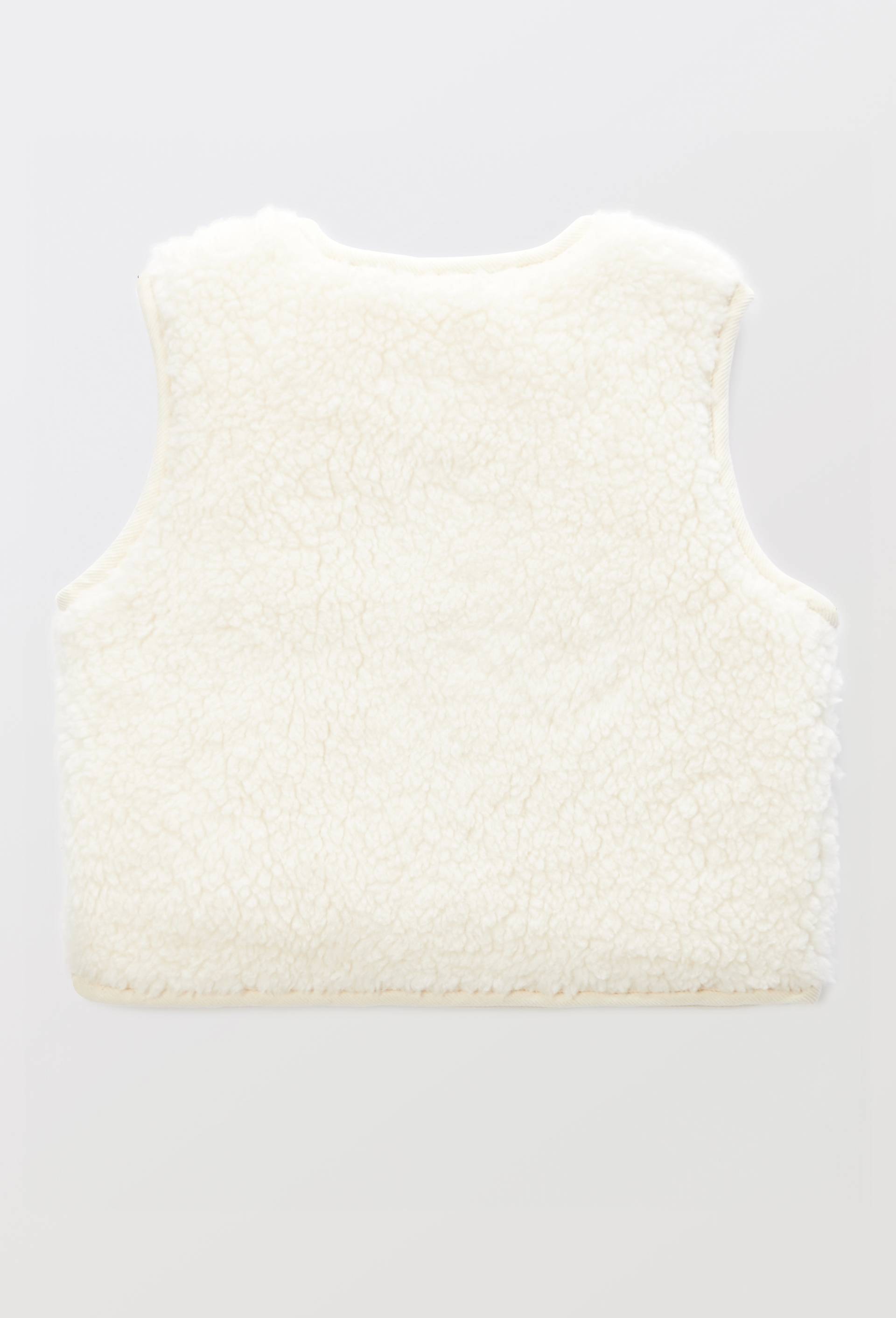 Gilet sans manches uni en moumoute, Beige clair, large image number 2.0