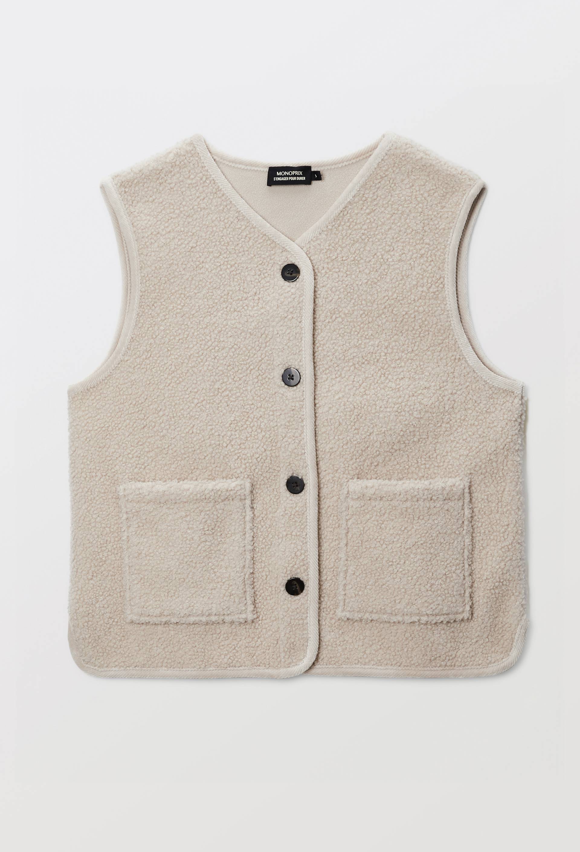 Veste sans manche en sherpa, Ecru, large image number 2
