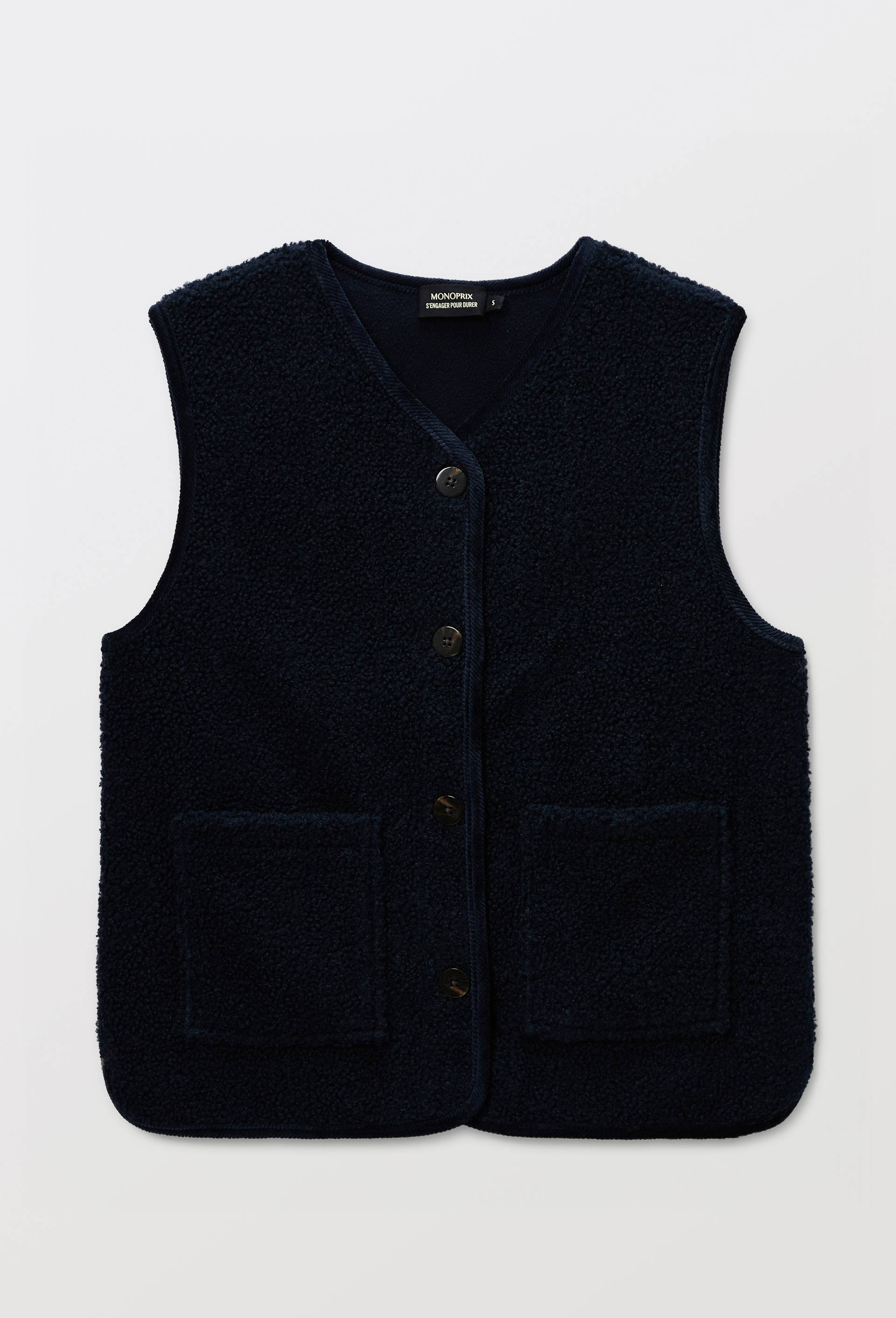 Veste sans manche en sherpa, Bleu fonc&eacute;, large image number 2