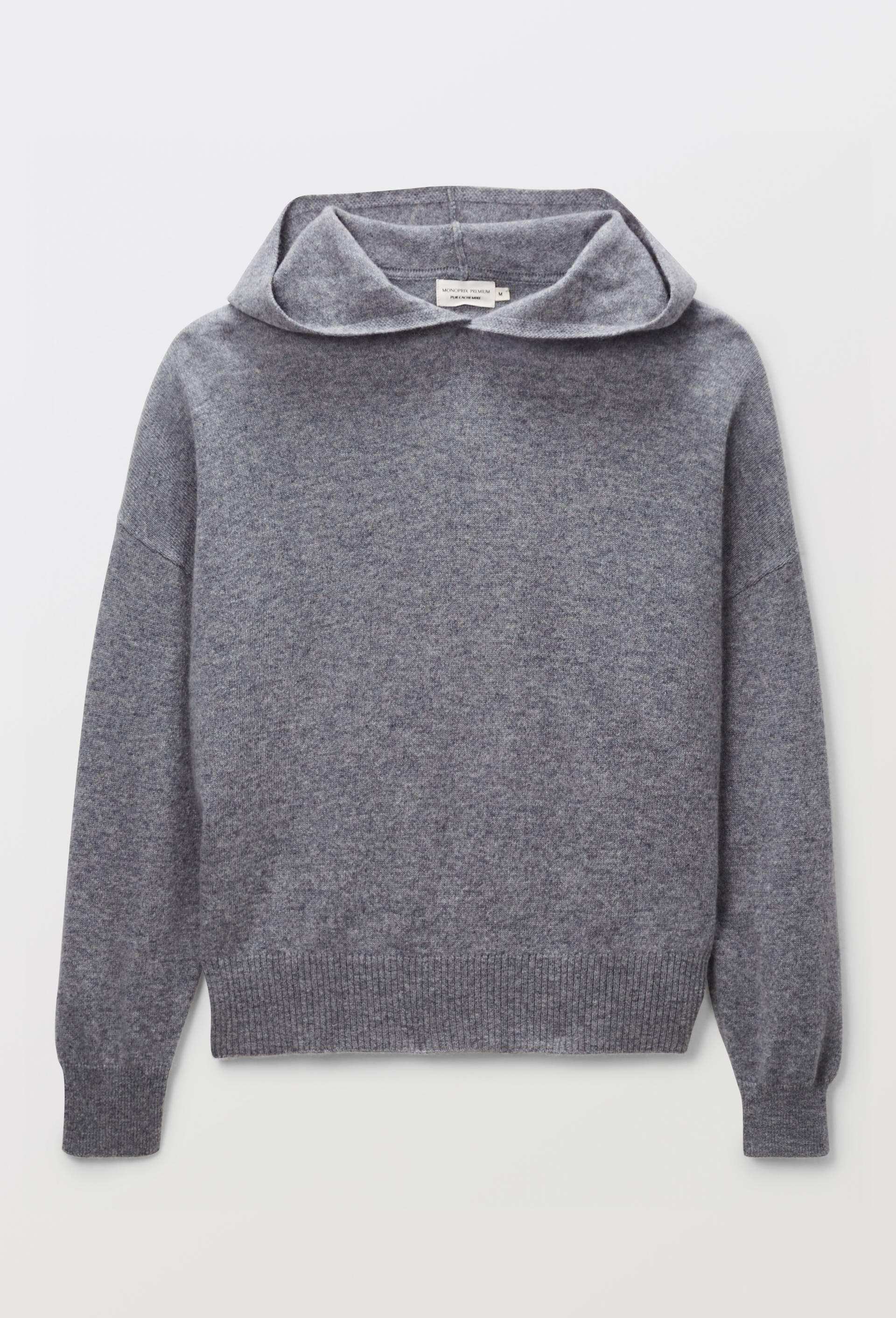 Pull &agrave; capuche en 100% cachemire, Gris, large image number 2