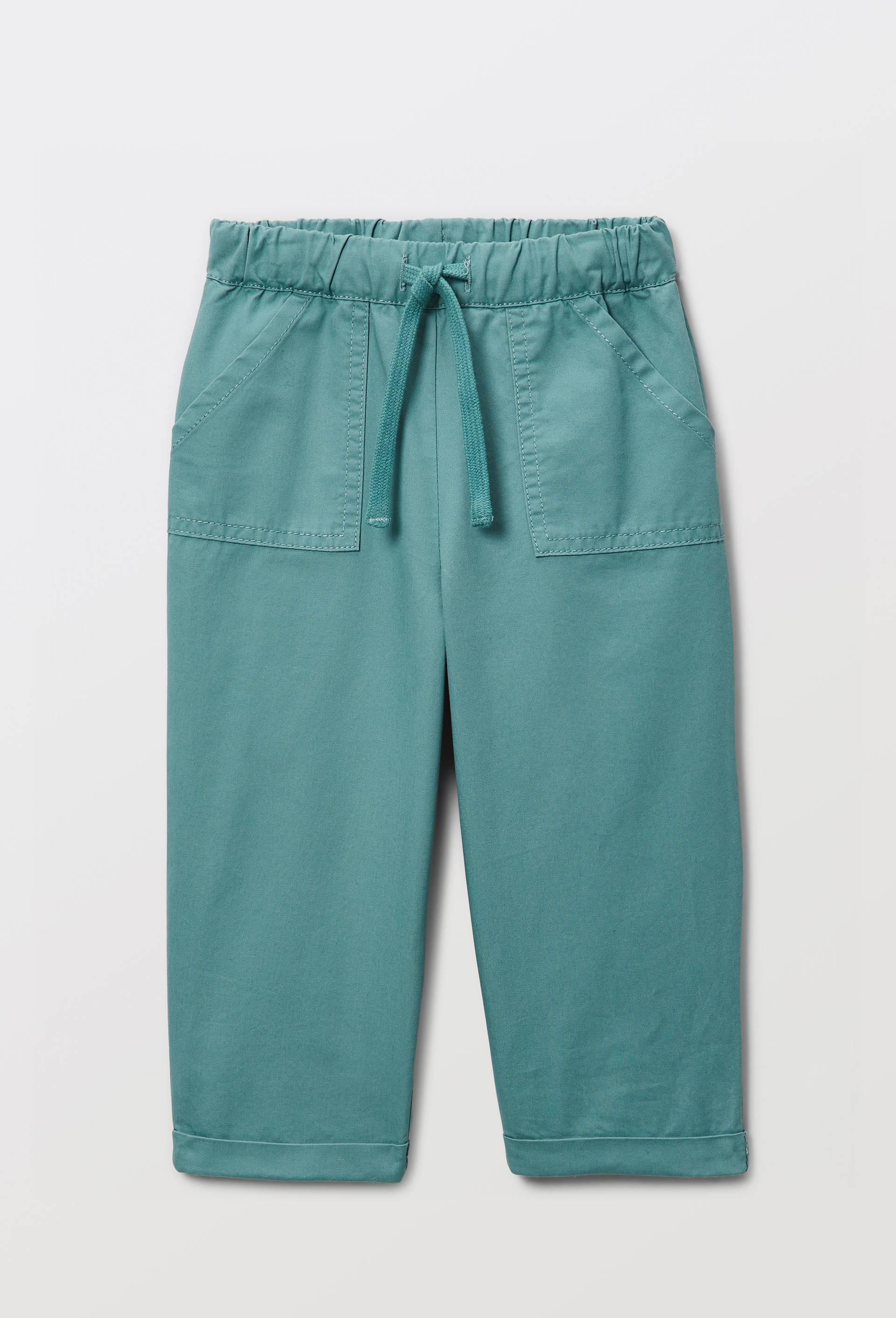 Pantalon taille &eacute;lastique uni en coton BIO GOTS, Vert, swatch image