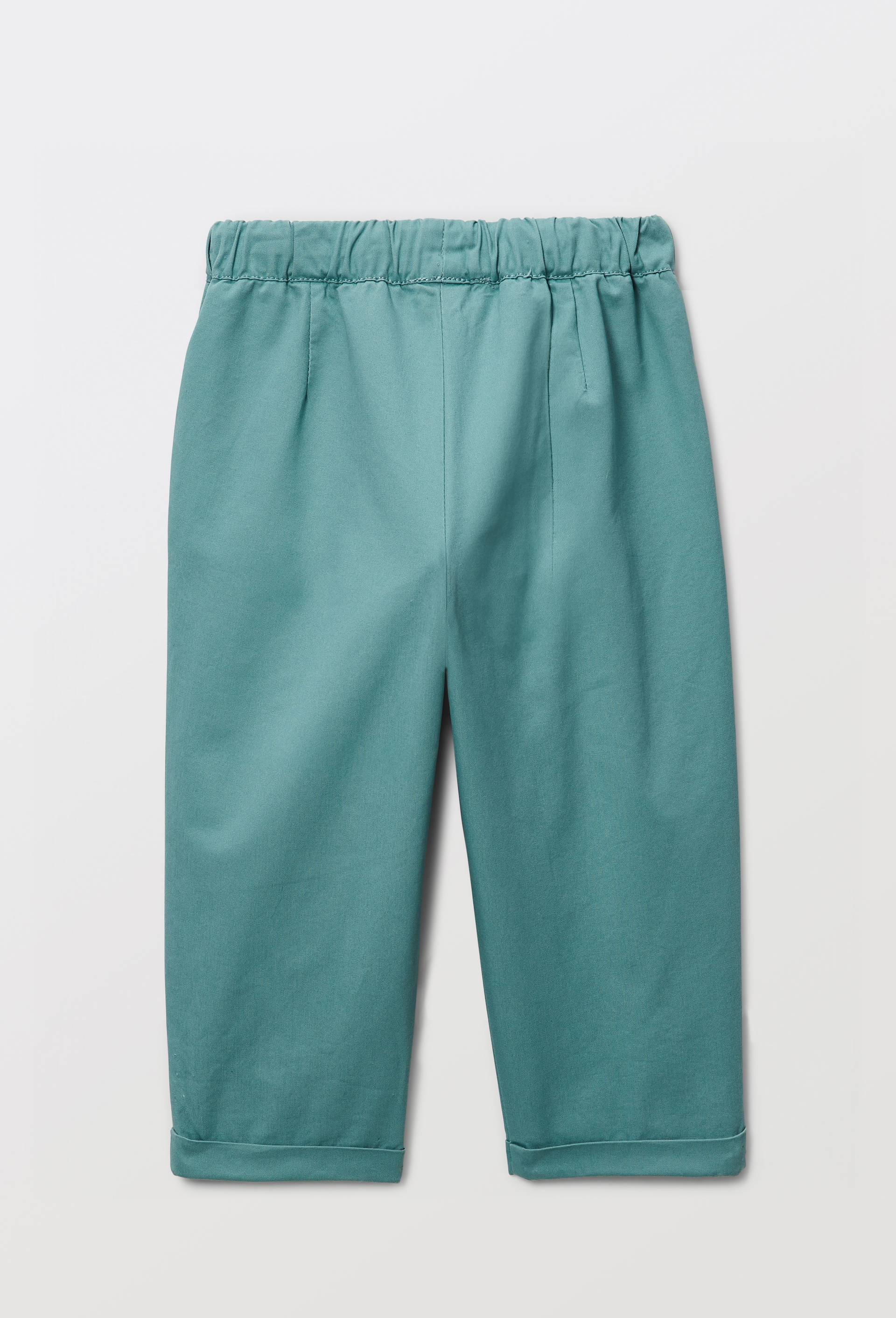 Pantalon taille &eacute;lastique uni en coton BIO GOTS, Vert, large image number 1