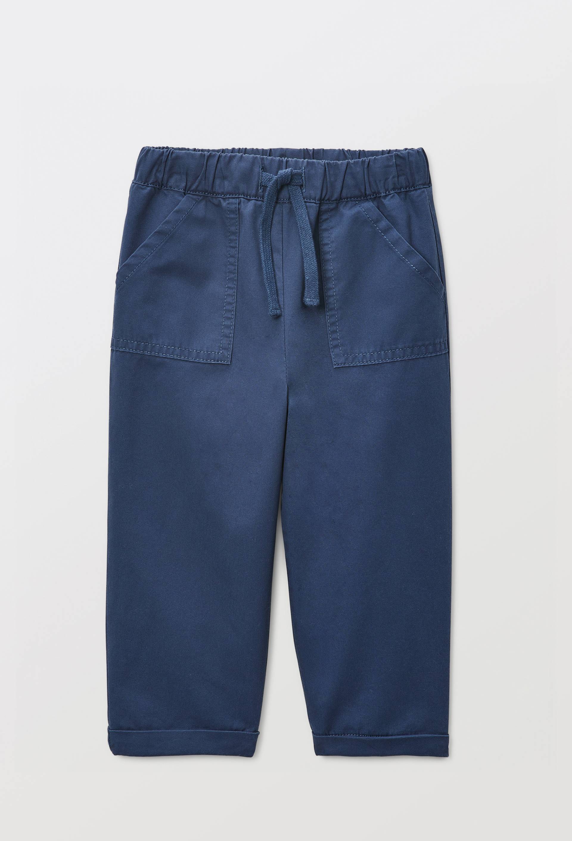 Pantalon taille &eacute;lastique uni en coton BIO GOTS, Bleu fonc&eacute;, swatch image