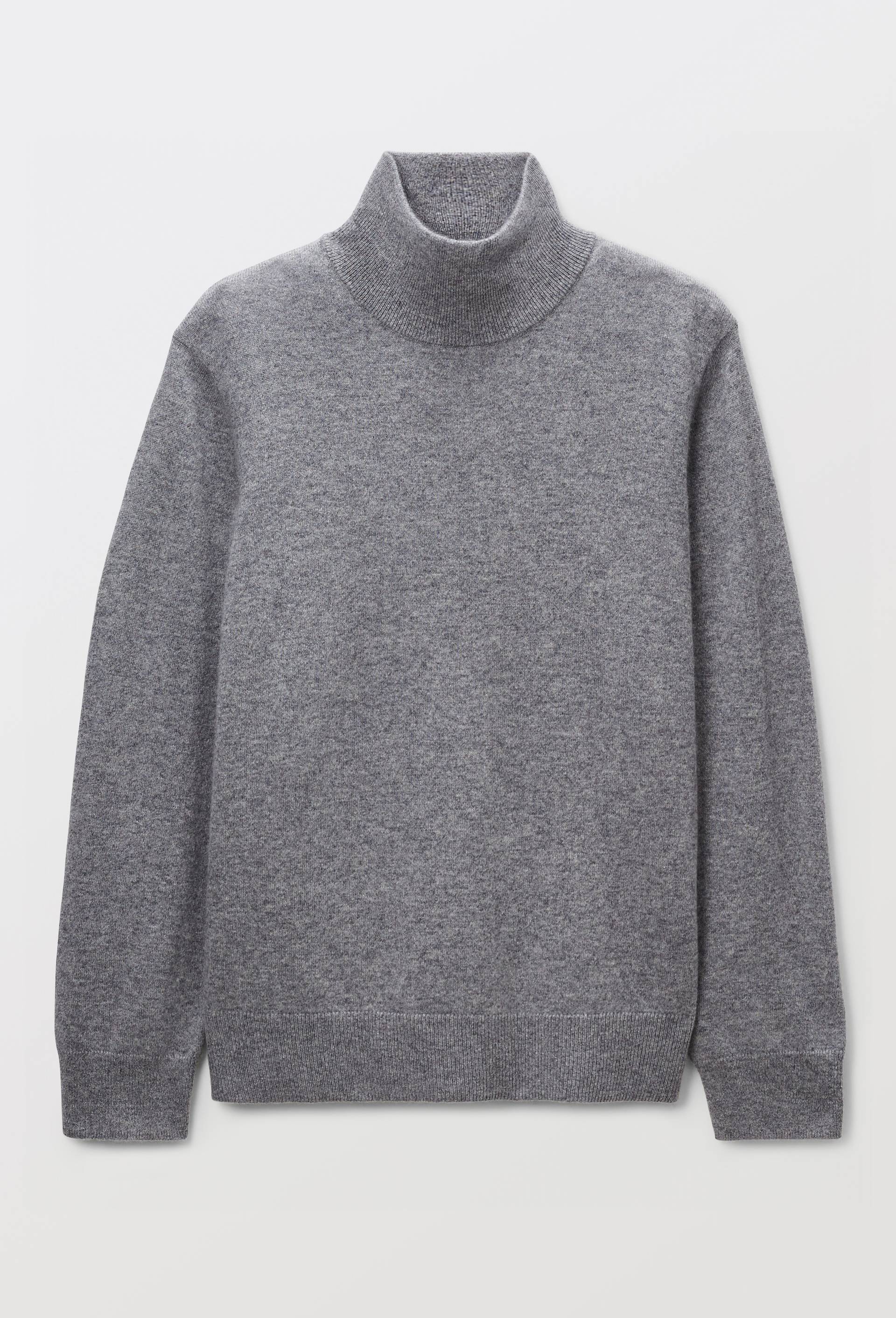 Pull col montant uni en 100% cachemire, Gris, large image number 2
