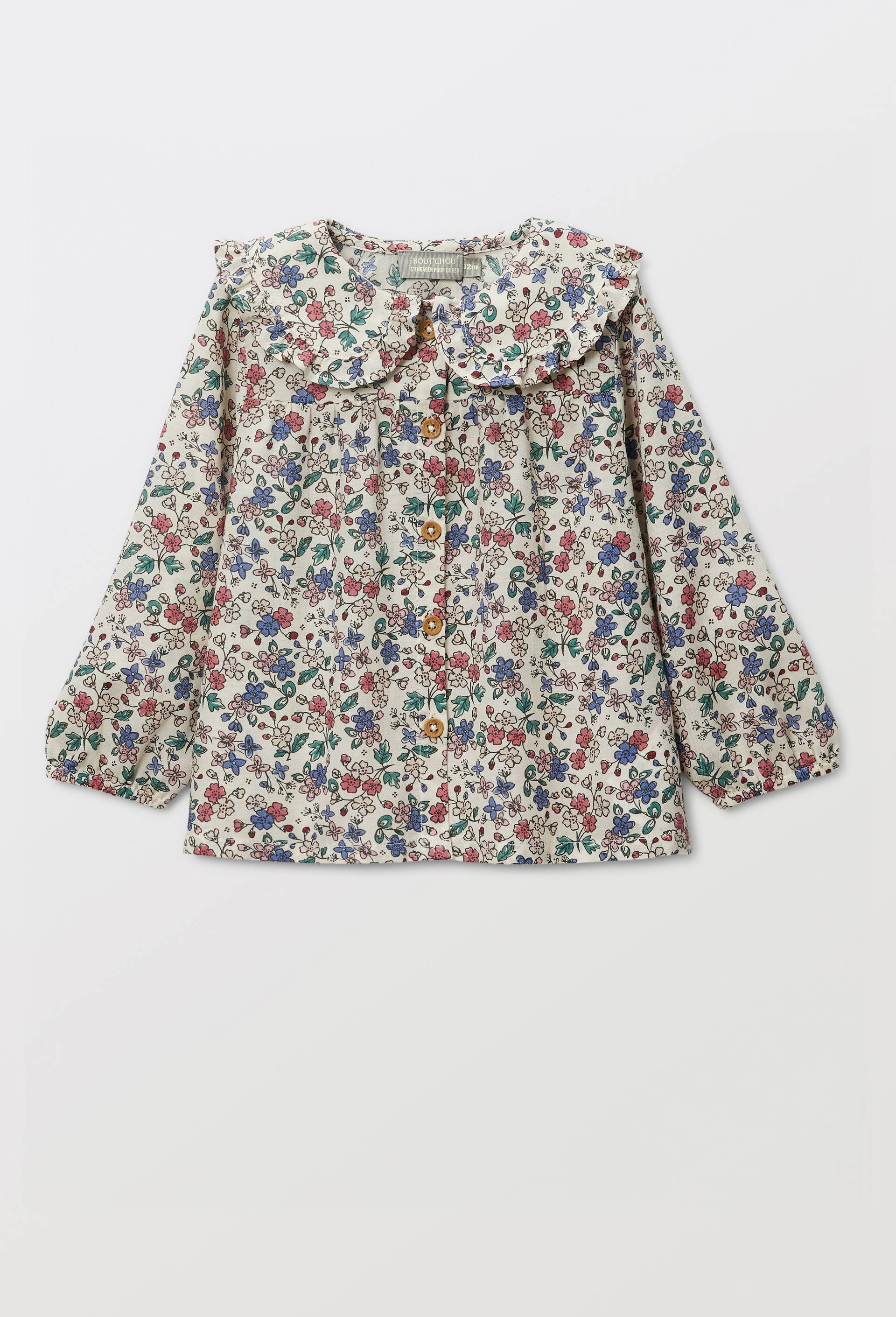 Blouse &agrave; col imprim&eacute;e en coton BIO GOTS, Beige clair, large image number 0