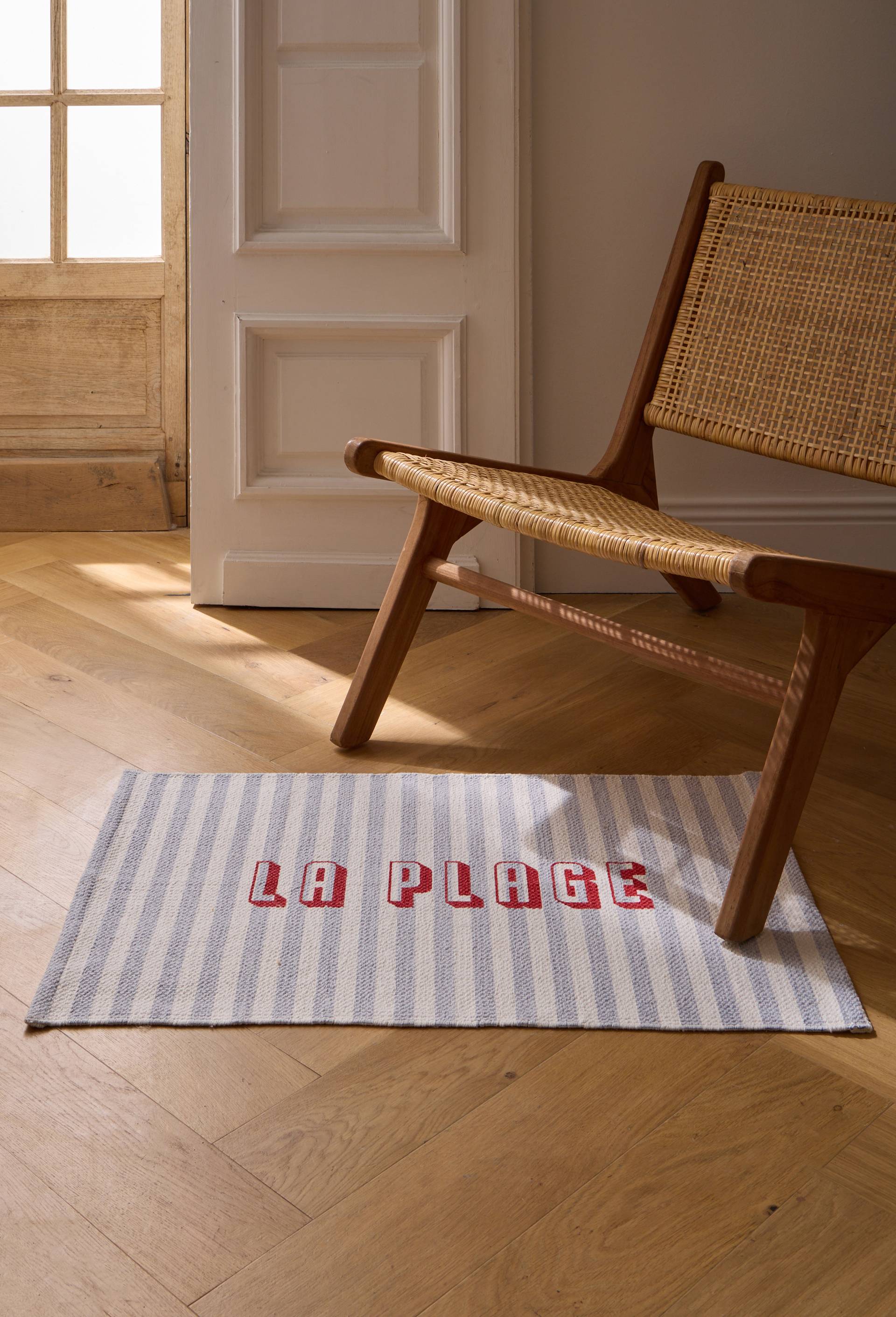 Petit tapis imprim&eacute;, 50x80cm, 100% coton, Bleu clair, large image number 0.0