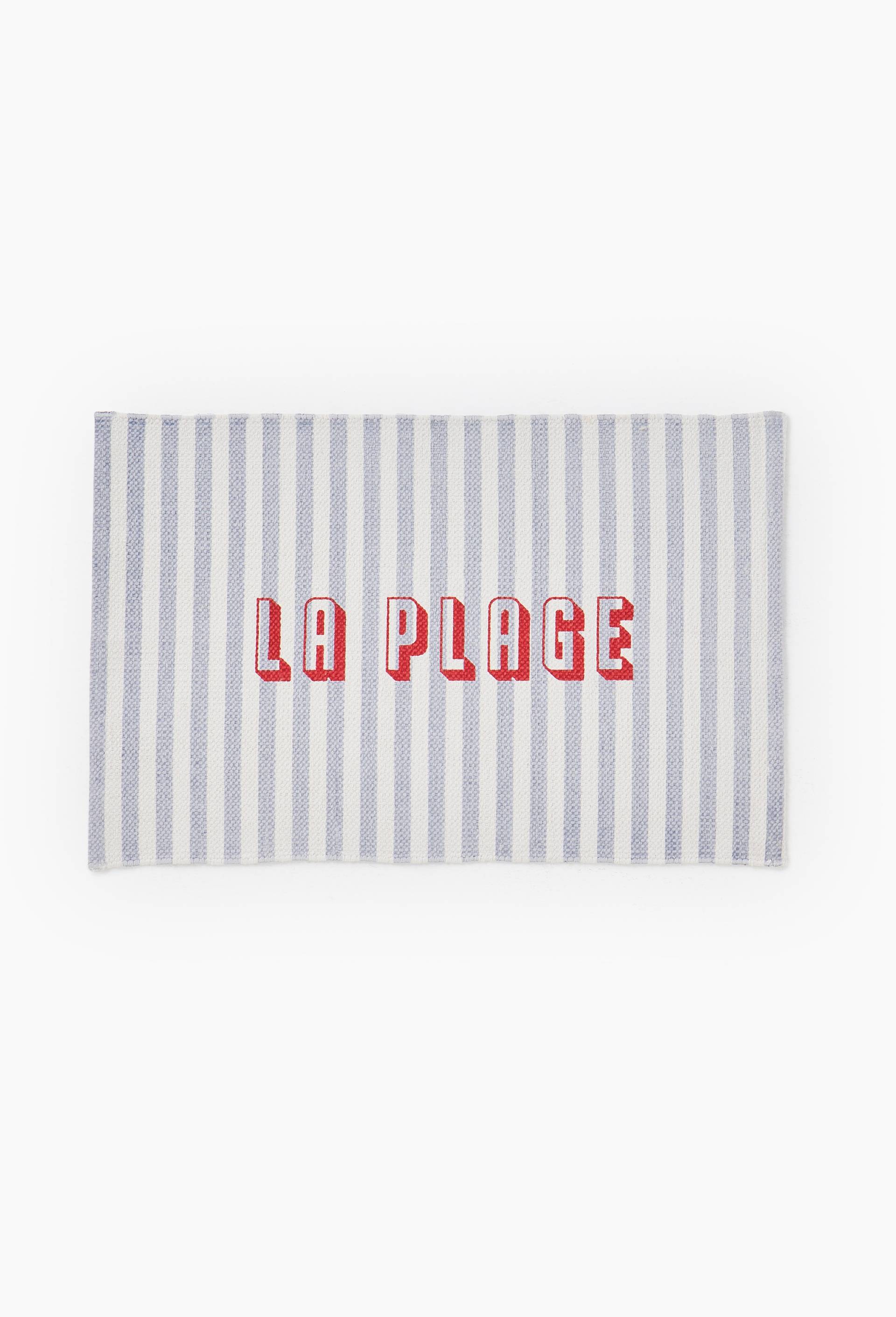 Petit tapis imprim&eacute;, 50x80cm, 100% coton, Bleu clair, large image number 0