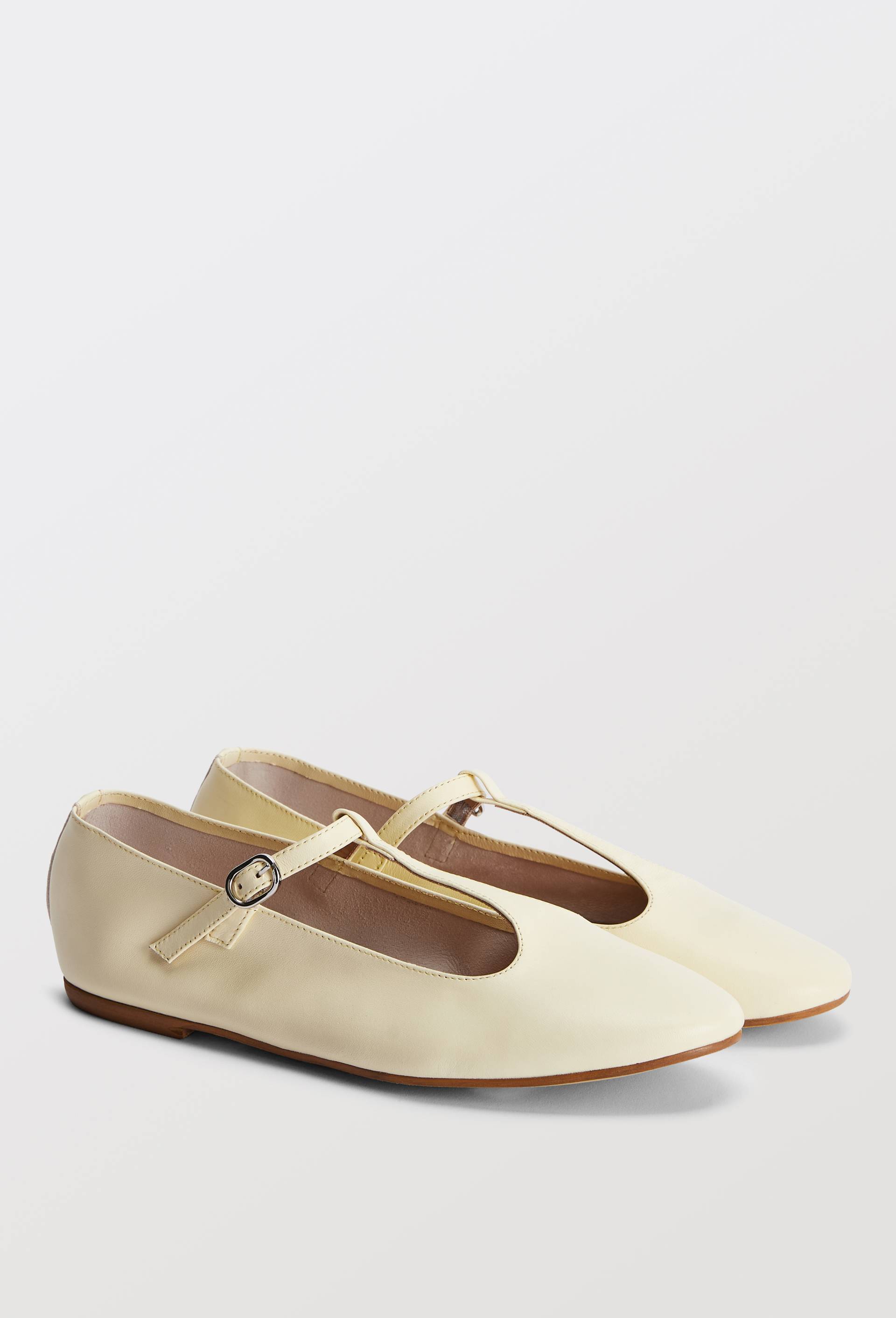 Salom&eacute;s double brides en cuir, Jaune clair, large image number 0