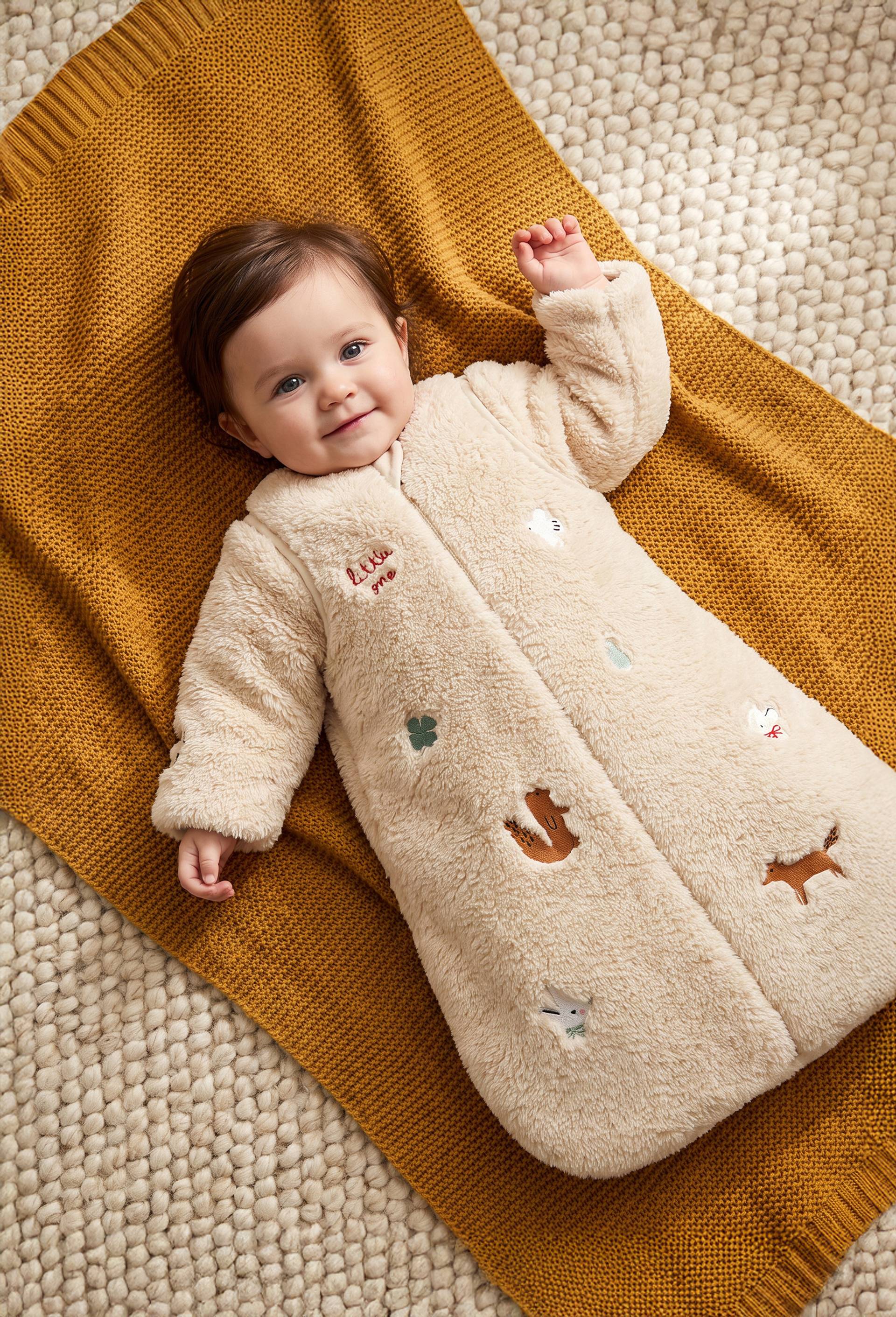 Gigoteuse avec broderie en sherpa TOG 3,5 en coton BIO Gigoteuse avec broderie en sherpa TOG 3,5 en coton BIO