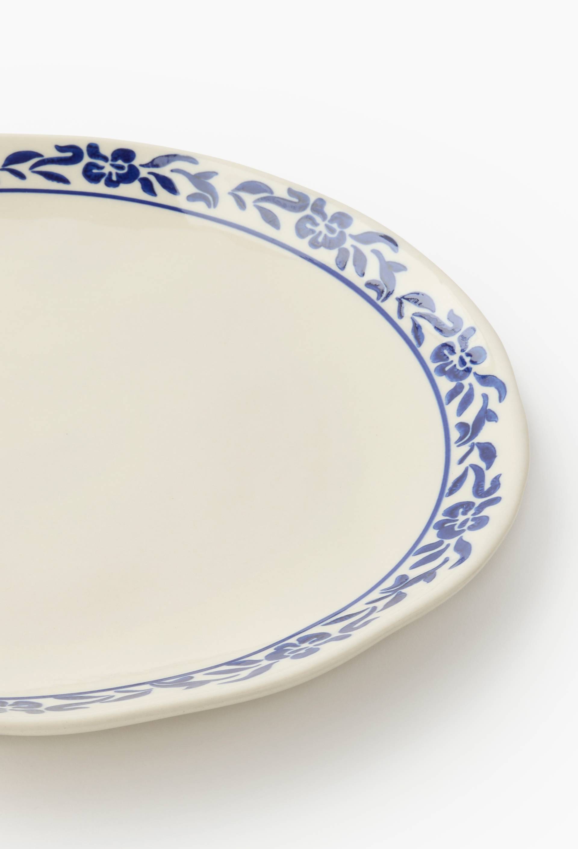 Assiette plate finition imprim&eacute;e, 25cm, Bleu fonc&eacute;, large image number 1