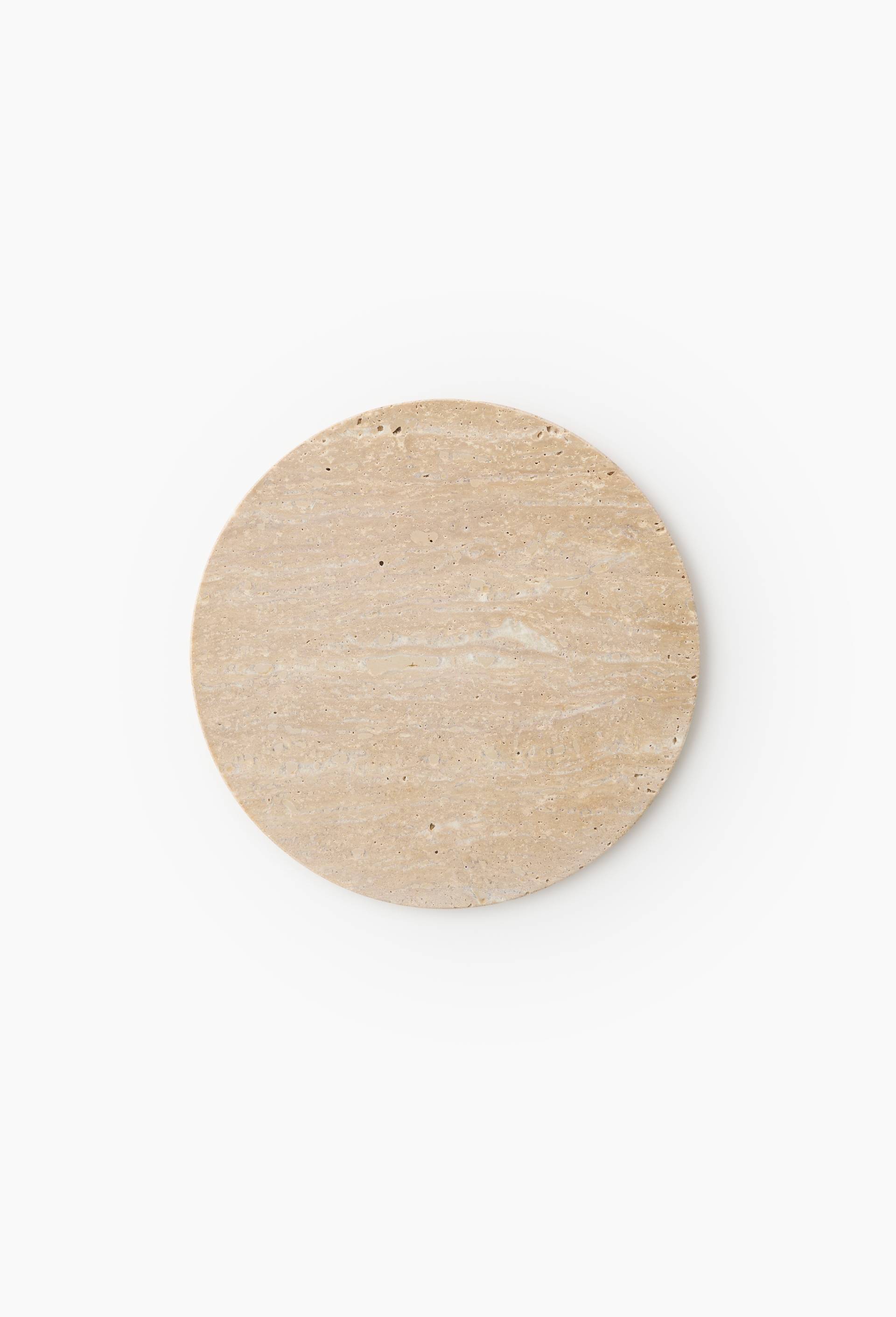 Dessous de plat, 20cm, en travertin, Ecru, large image number 0