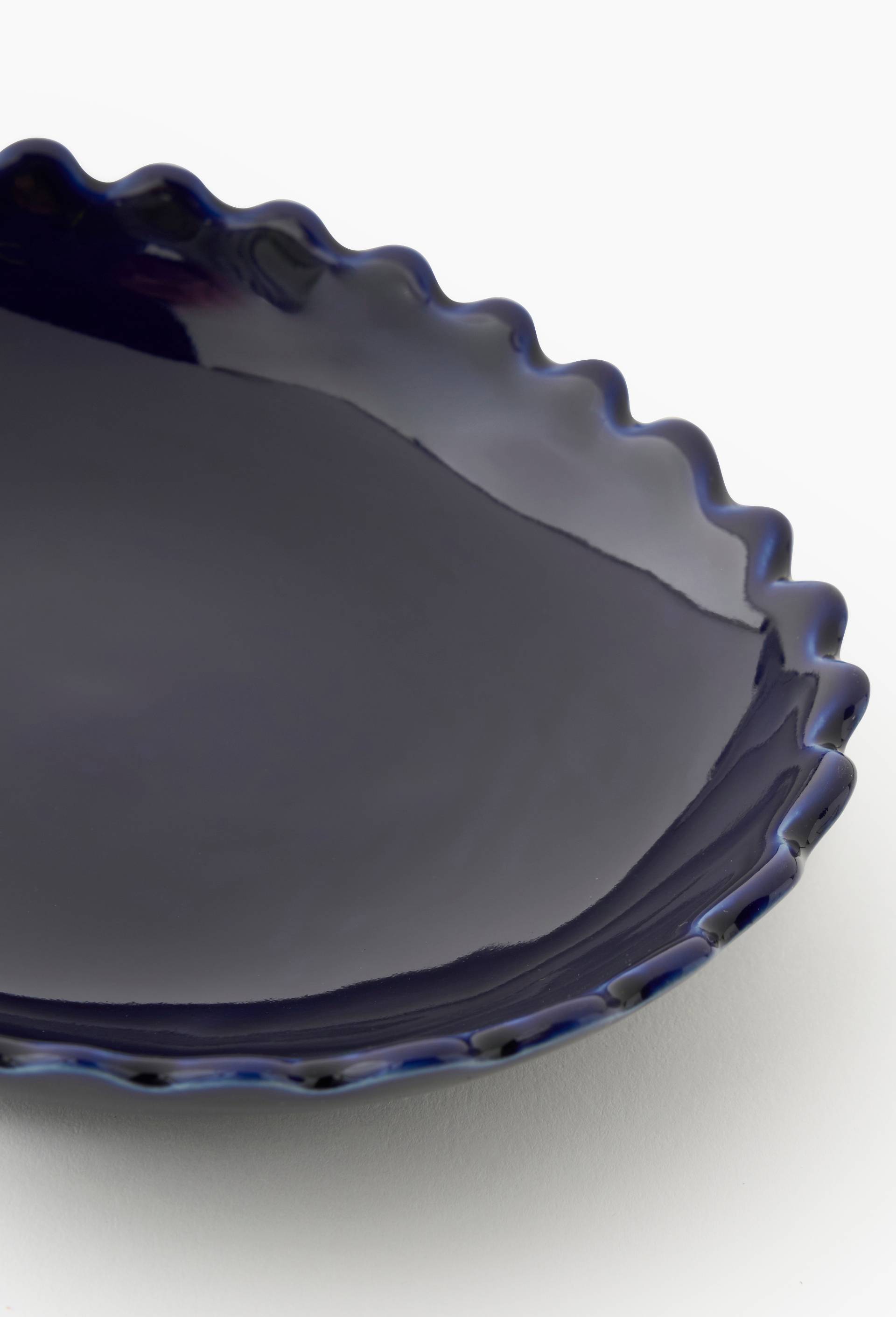 Bol finition dentel&eacute;e, 15cm, Bleu fonc&eacute;, large image number 1