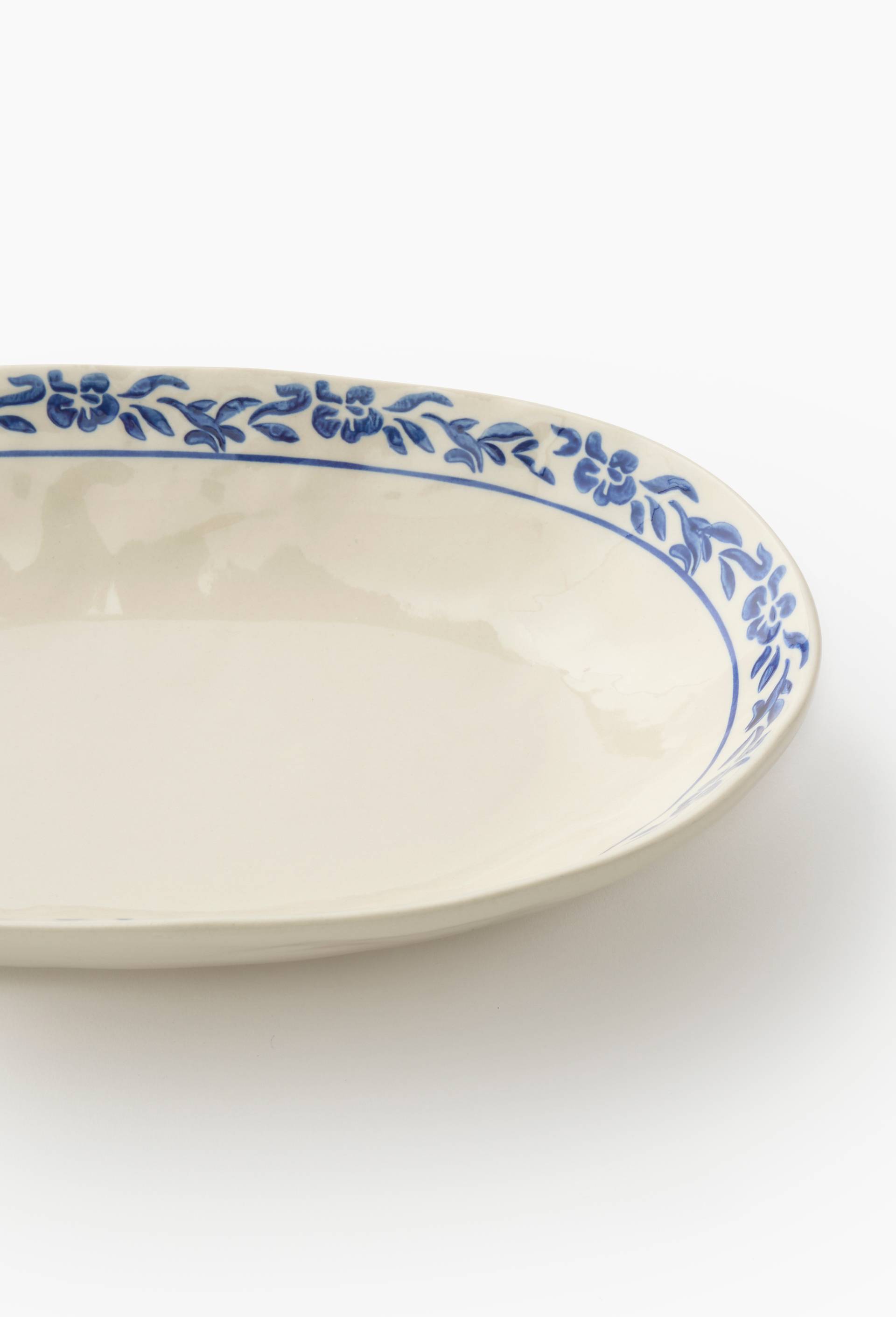 Plat ovale finition imprim&eacute;e, 28 x 17cm, Bleu fonc&eacute;, large image number 2