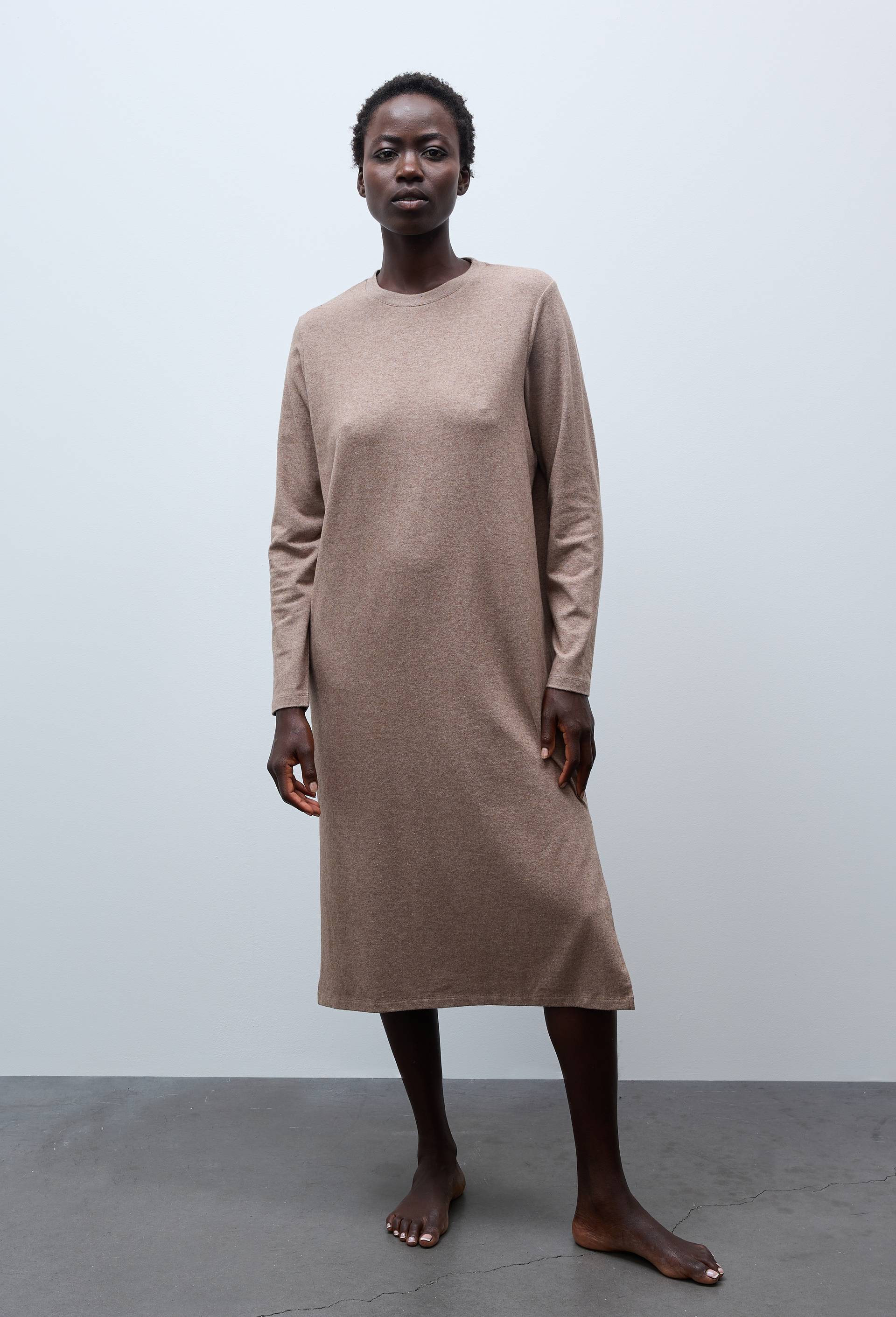 Chemise de nuit unie en coton et modal, Beige, large image number 0