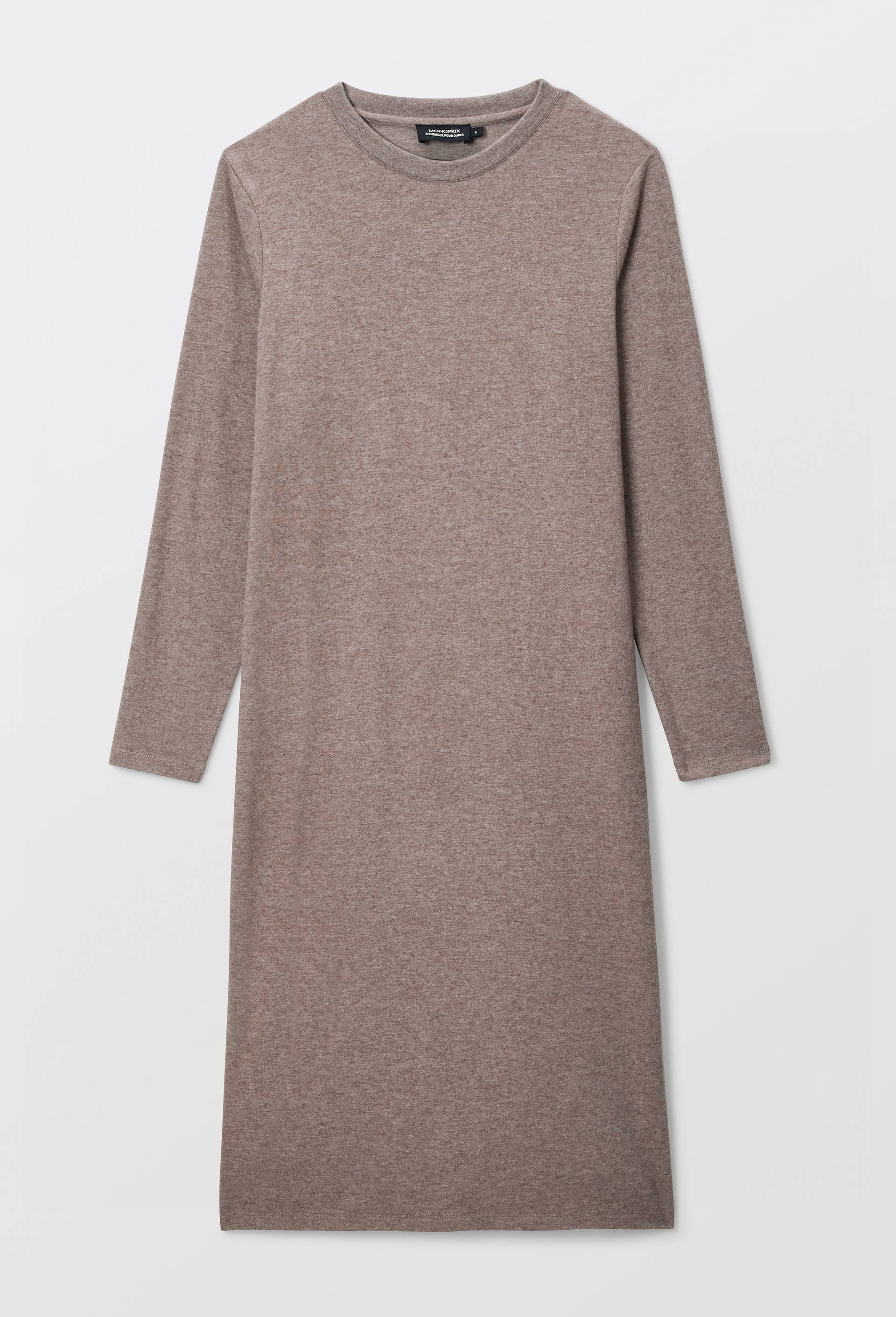 Chemise de nuit unie en coton et modal, Beige, large image number 2.0