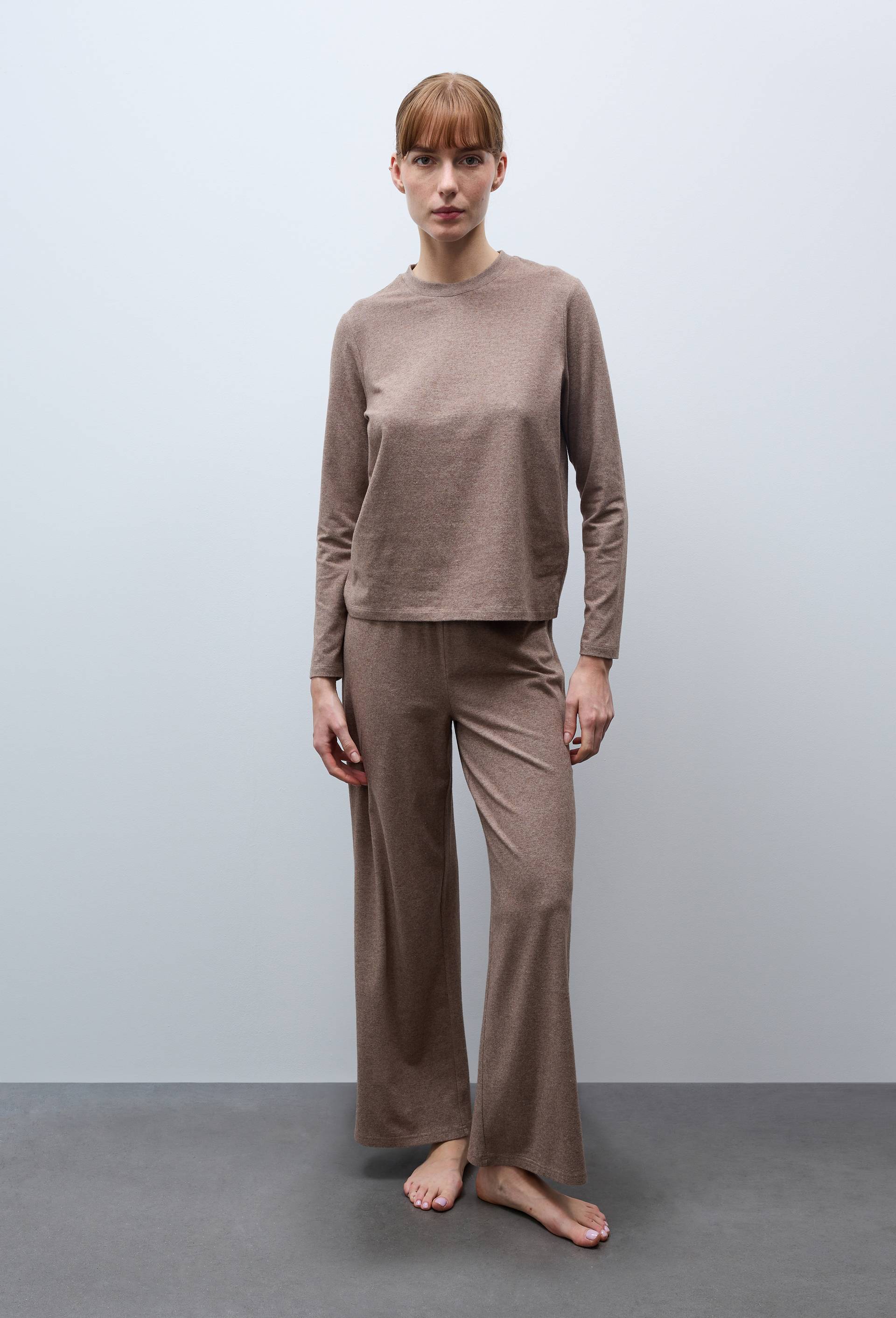 Pantalon uni en coton et modal, Beige, large image number 0