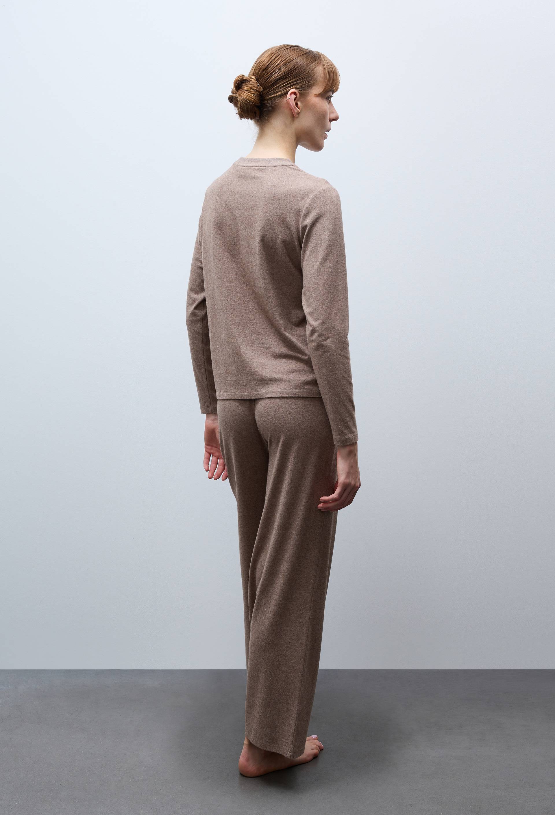 Pantalon uni en coton et modal, Beige, large image number 1.0