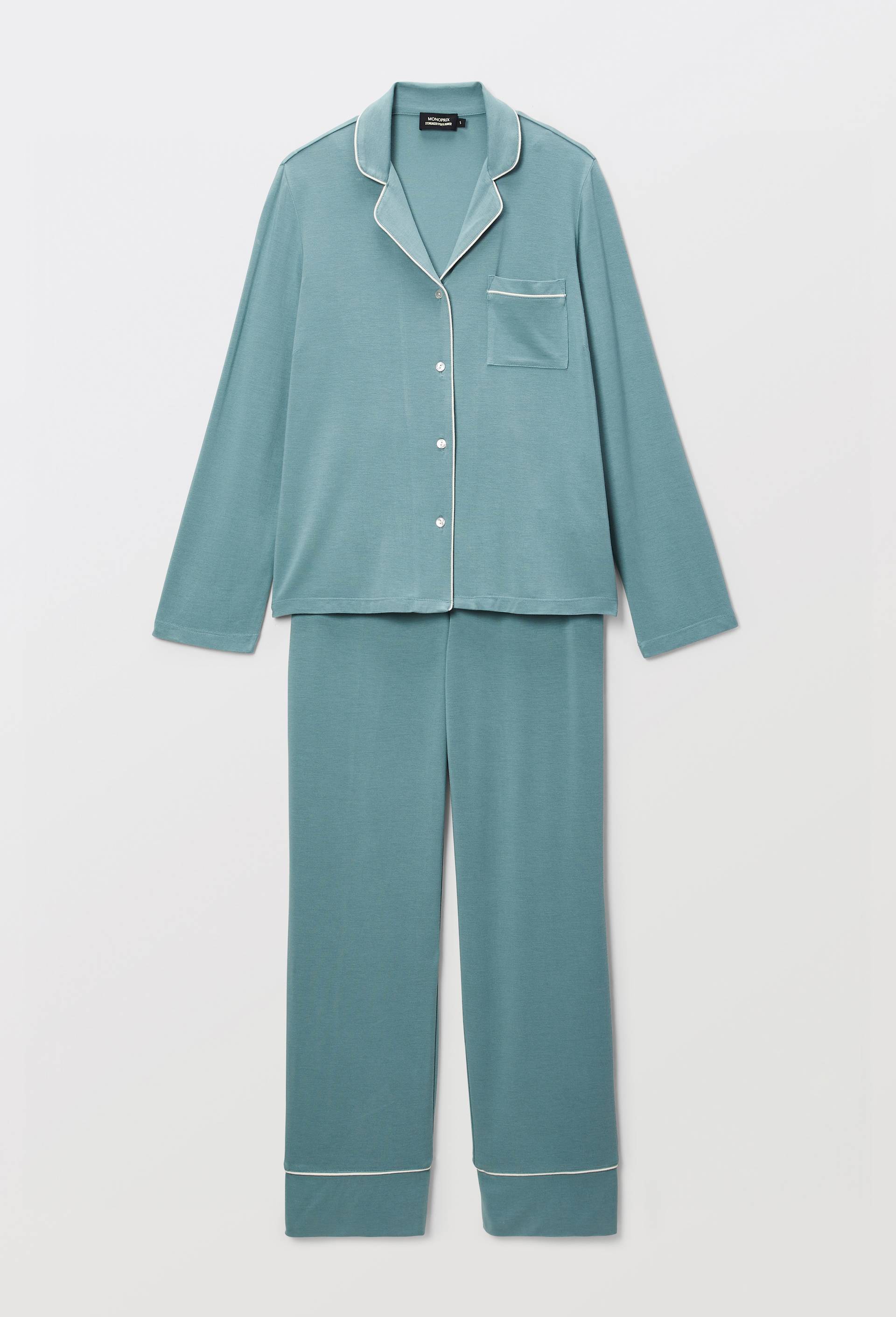 Pyjama fluide &agrave; pois en modal, Vert, large image number 2
