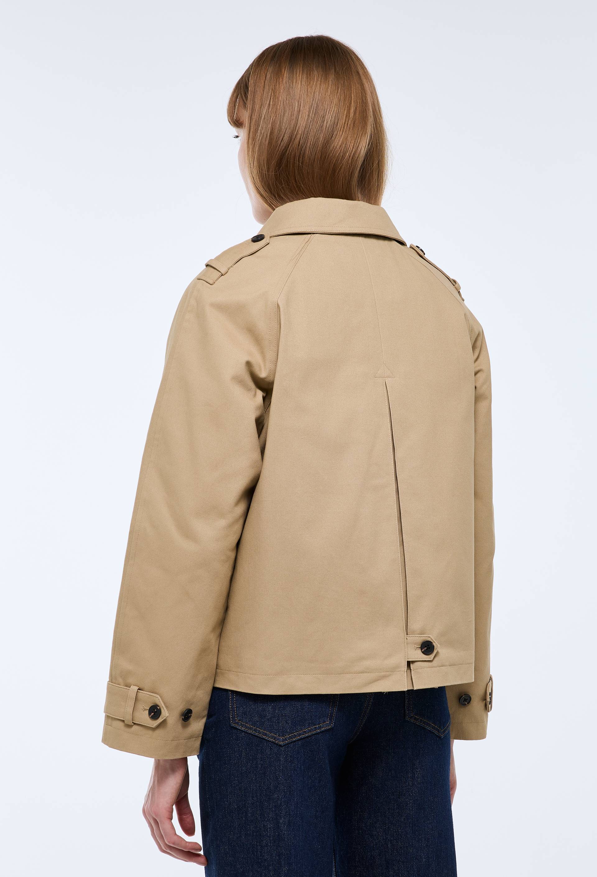 Trench court en coton avec doublure amovible, Beige, large image number 1.0