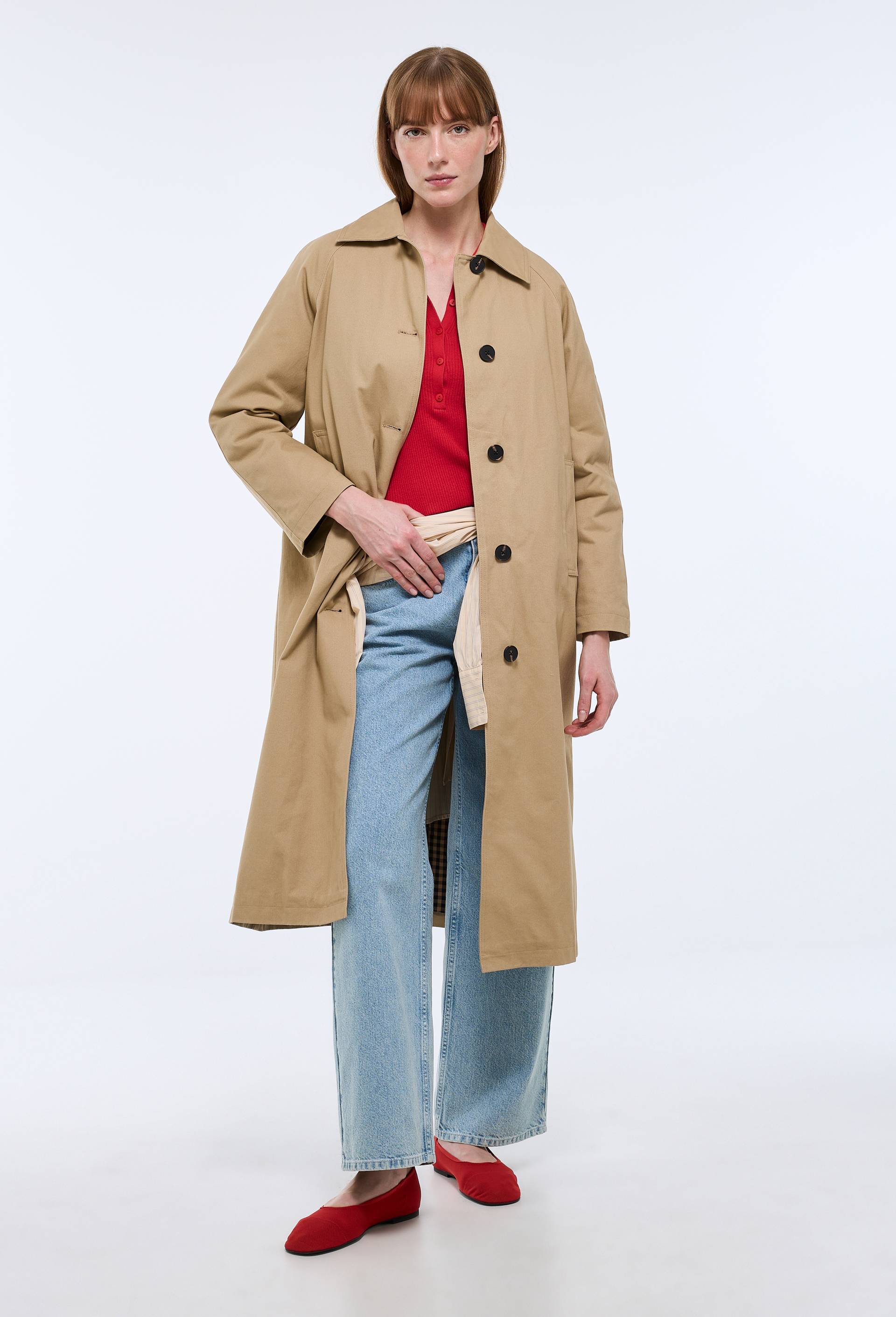 Trench long en coton avec doublure matelass&eacute;e amovible, Beige, large image number 0.0